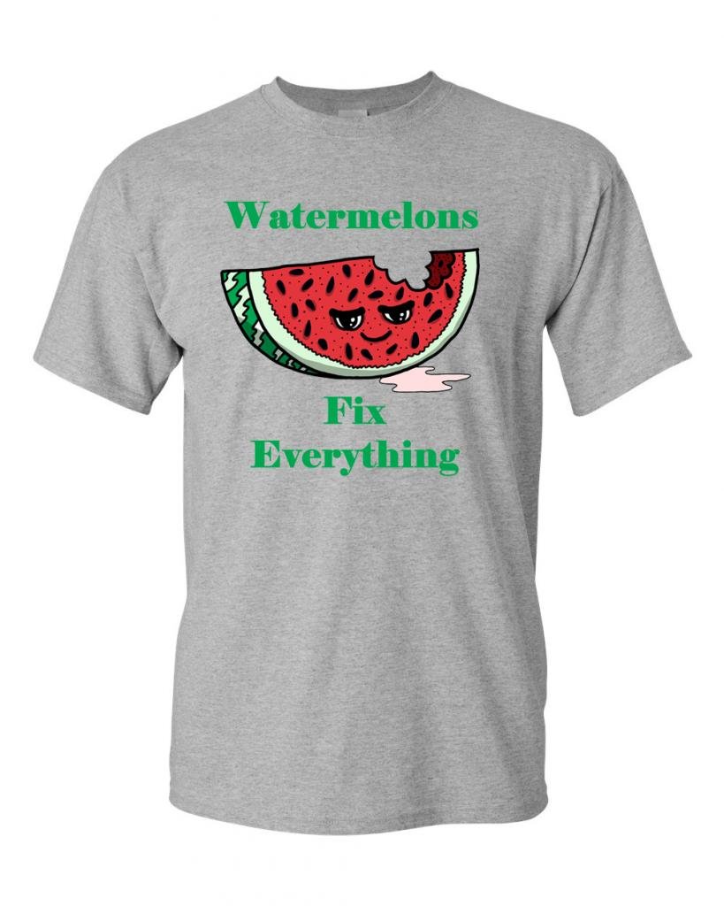 Funny Watermelon Fix Everything Adult T-Shirt - Humorous Graphic Tee for Casual Wear, Gifts & Everyday Comfort