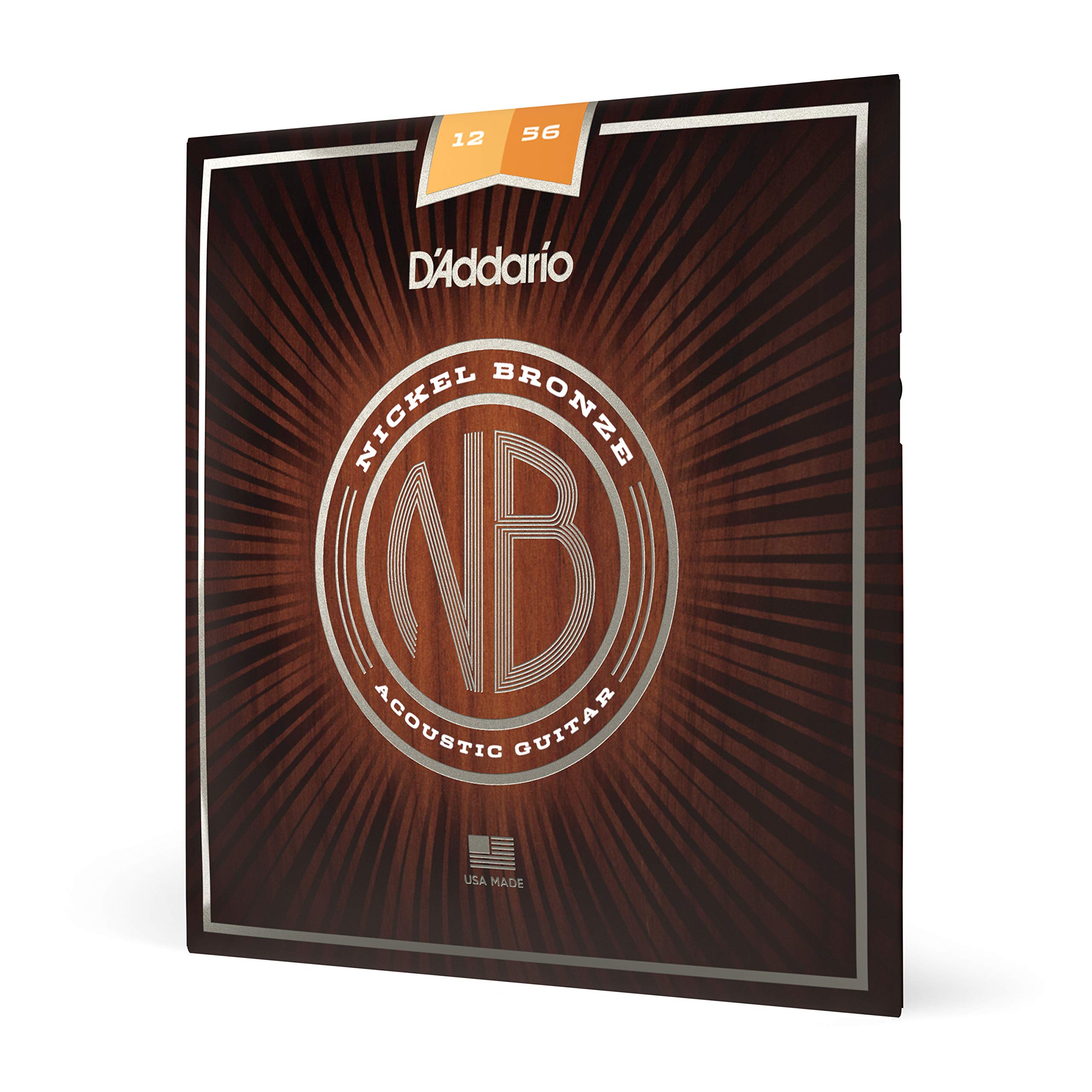 D'Addario NB1256 Acoustic Guitar Strings - Nickel Bronze, Light Top/Medium Bottom 12-56 Gauge, 6-String Set (Pack of 1) | Perfect for Folk, Blues & Fingerstyle Playing