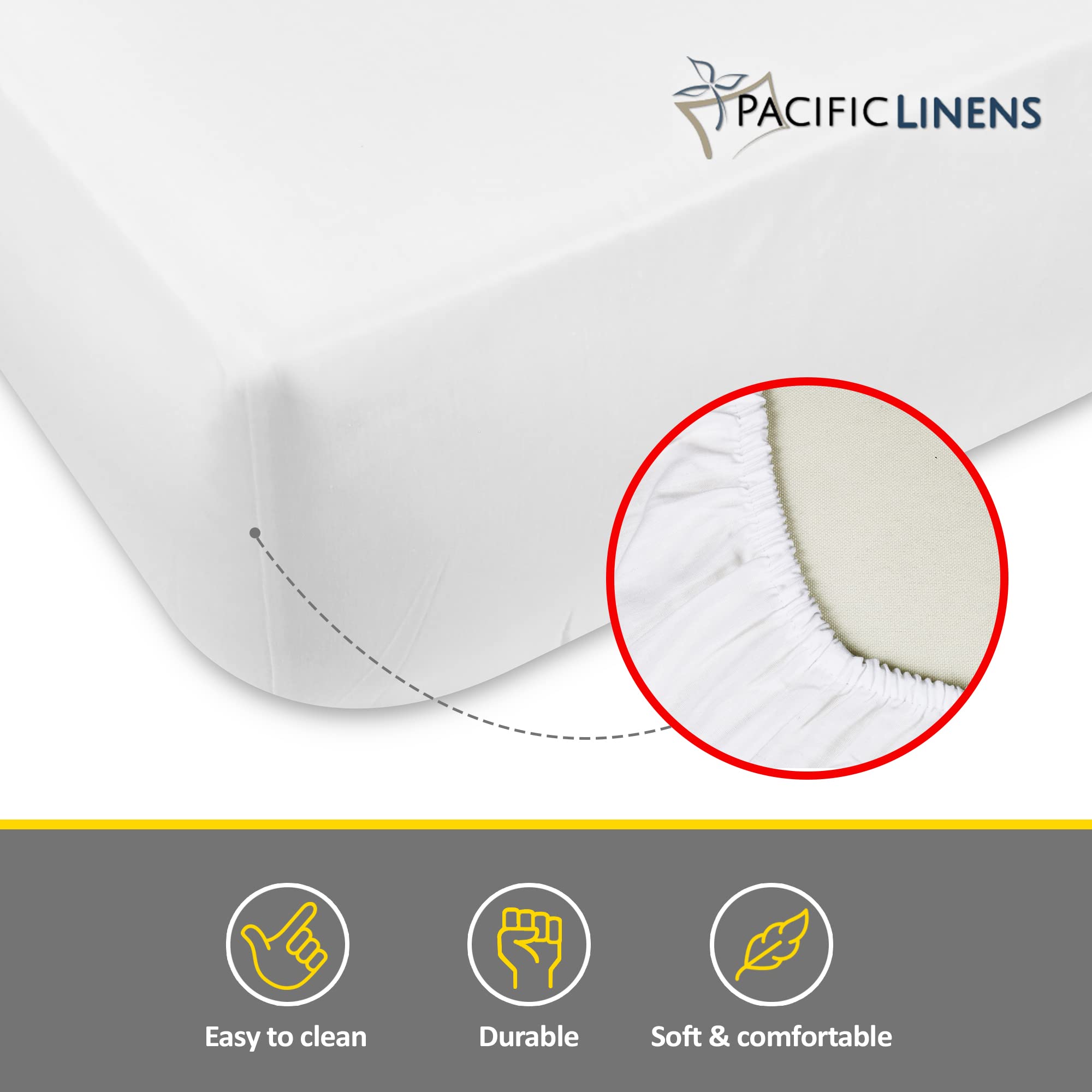 12-Pack White Fitted Sheets - 200 Thread Count Poly-Cotton Blend, Hotel Quality & Durable Bedding Set - Premium Comfort for Twin Beds - Perfect for Guest Rooms, Dorms, and Vacation Homes by Pacific Linens