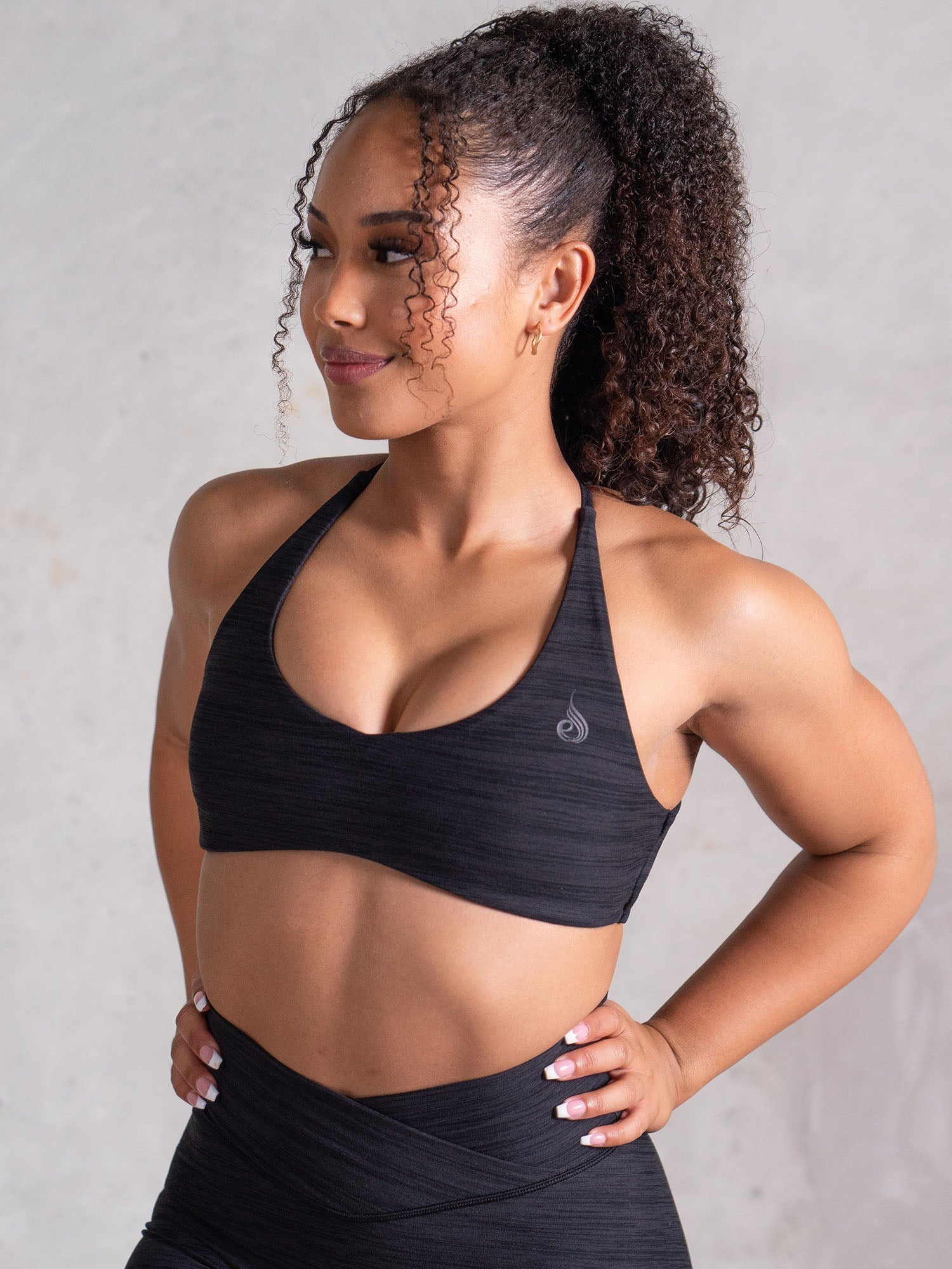Icon Sports Crop Top - Black Marl Activewear for Women | Yoga, Running & Gym Workouts