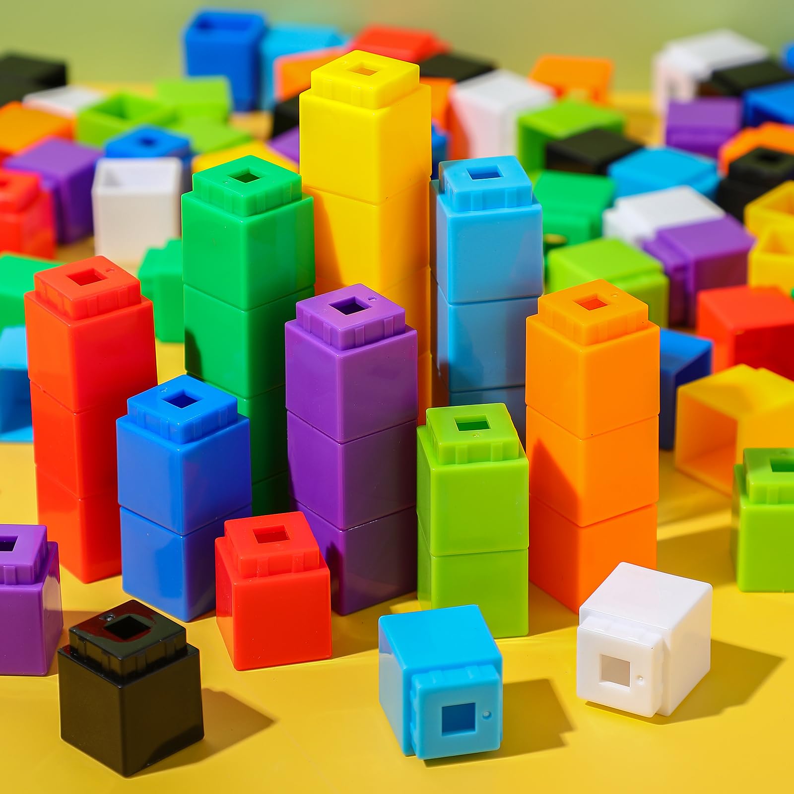 Jenaai 100 Pcs Linking Cubes - Plastic Math Manipulatives for Counting & STEM Learning | Snap Together Blocks for Early Math, Construction Play & Homeschool Preschool Activities | Perfect for Classroom, Homeschool & Educational Games