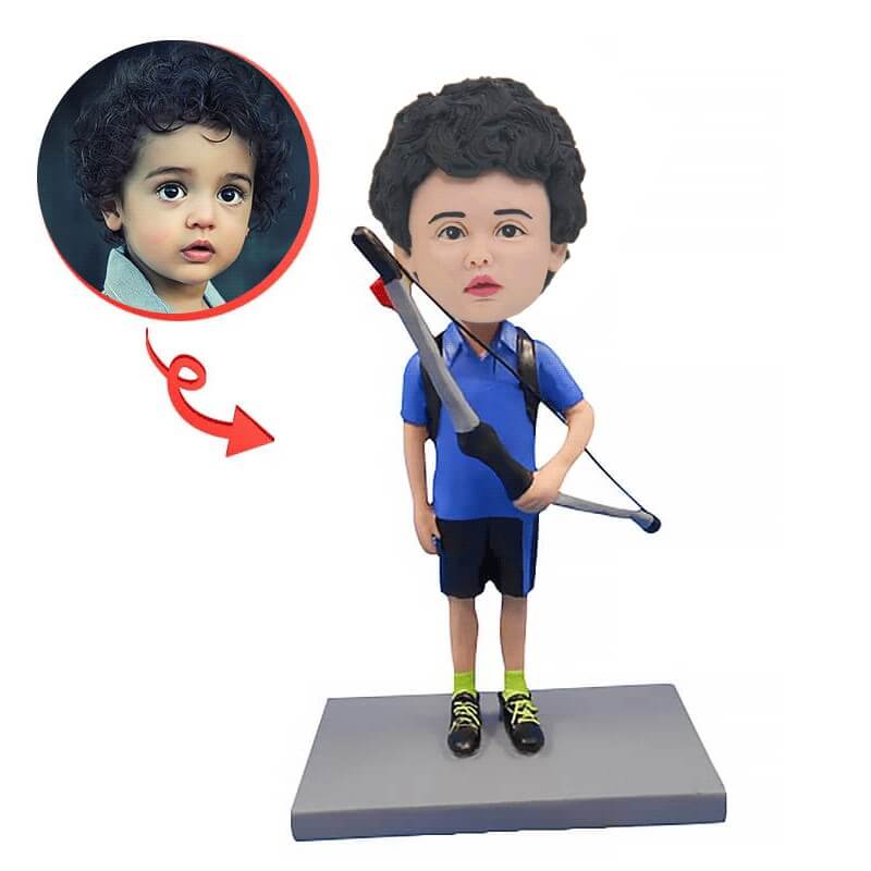 Custom Archery Bow Bobblehead - Personalized Archery Gift for Bowhunters & Archery Enthusiasts - Perfect for Office Desk, Car Dashboard, or Sports Memorabilia Collection