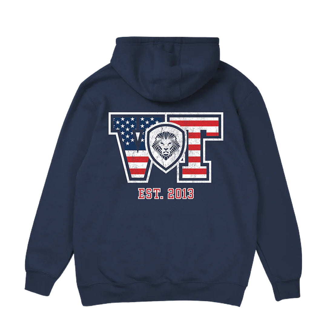Collegiate VT Pullover Hoodie for Men & Women - Comfortable Navy Blue Sweatshirt - Perfect for Campus, Gym & Casual Wear