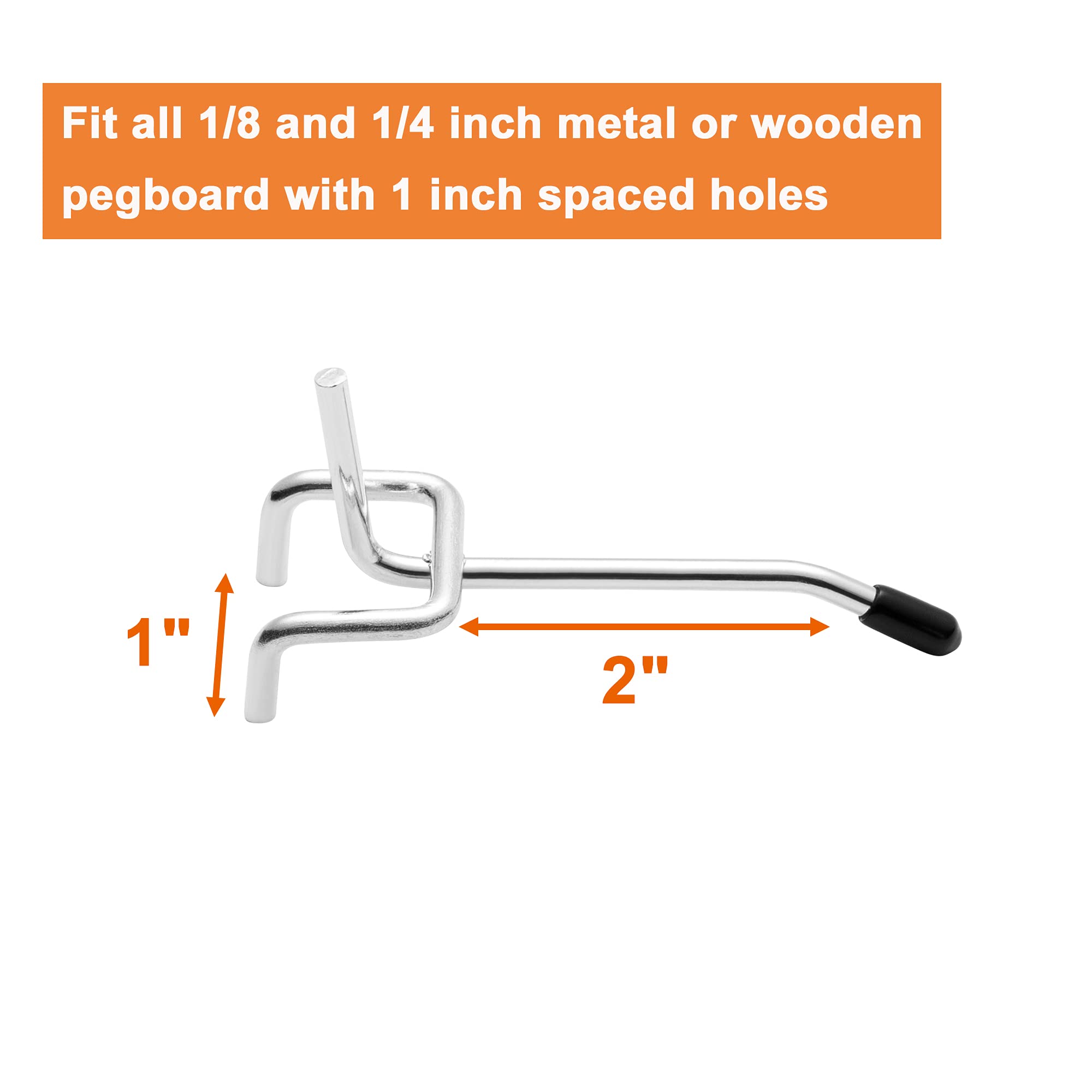 2-Inch Pegboard Hooks - 50 Pack Heavy Duty Peg Board Accessories for Organizing Tools, Garage, Workshop & DIY Projects