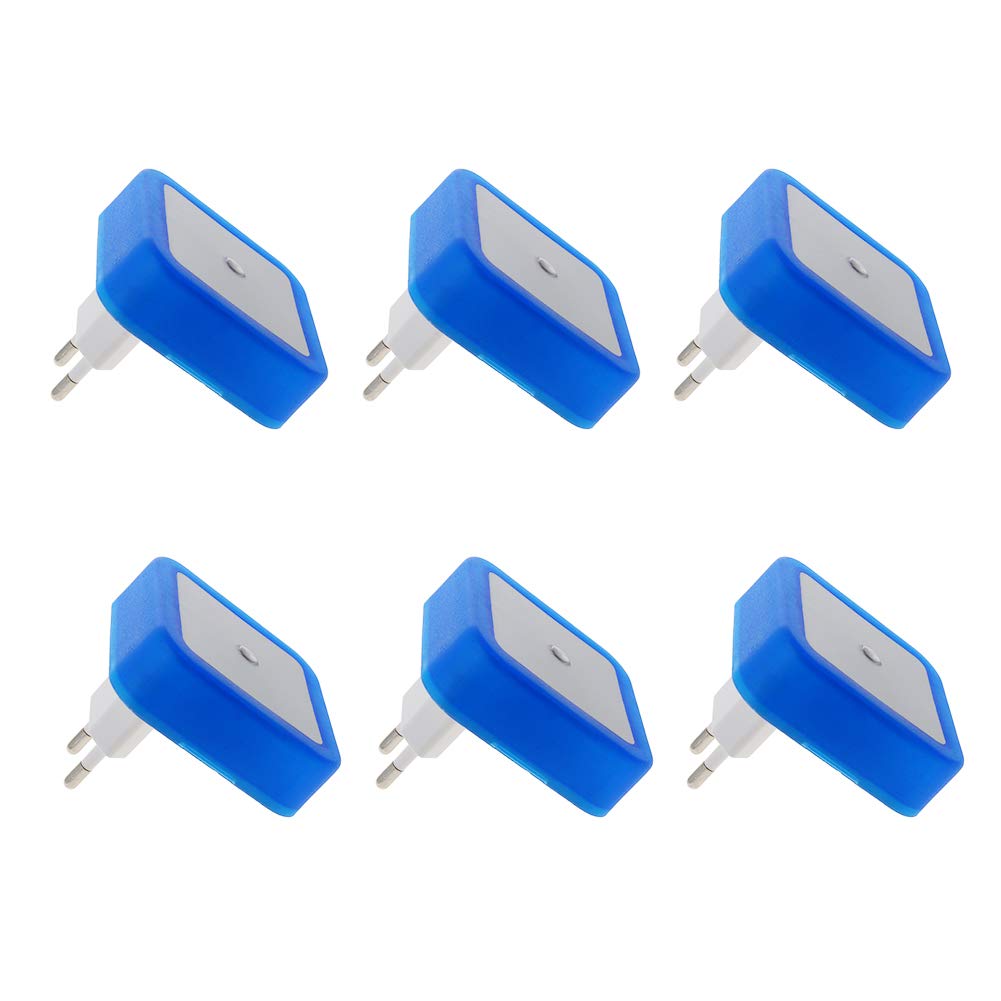 Othmro 6-Pack ABS Plug-in Night Light, L65×W65×H68, Warm White LED Christmas Bulb with Auto Dusk-to-Dawn Sensor - Perfect for Bedroom, Kitchen, Hallway (Blue, EU Plug) | Energy-Efficient Night Lighting Solution for Safety & Ambiance