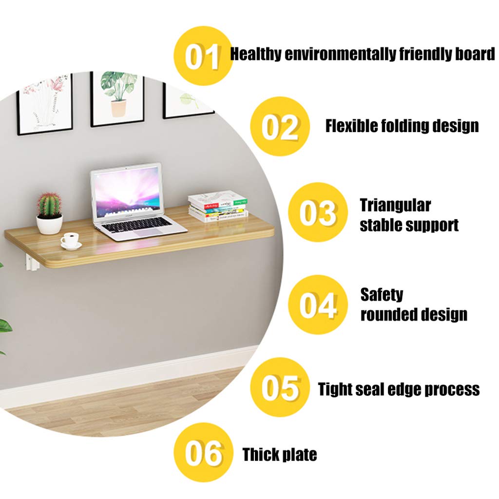 Space-Saving Wall-Mounted Drop-Leaf Folding Table - Multi-Functional Computer Desk & Kitchen Dining Table for Small Spaces - Perfect for Home Office, Laundry Room, Studio Apartments & Tiny Homes