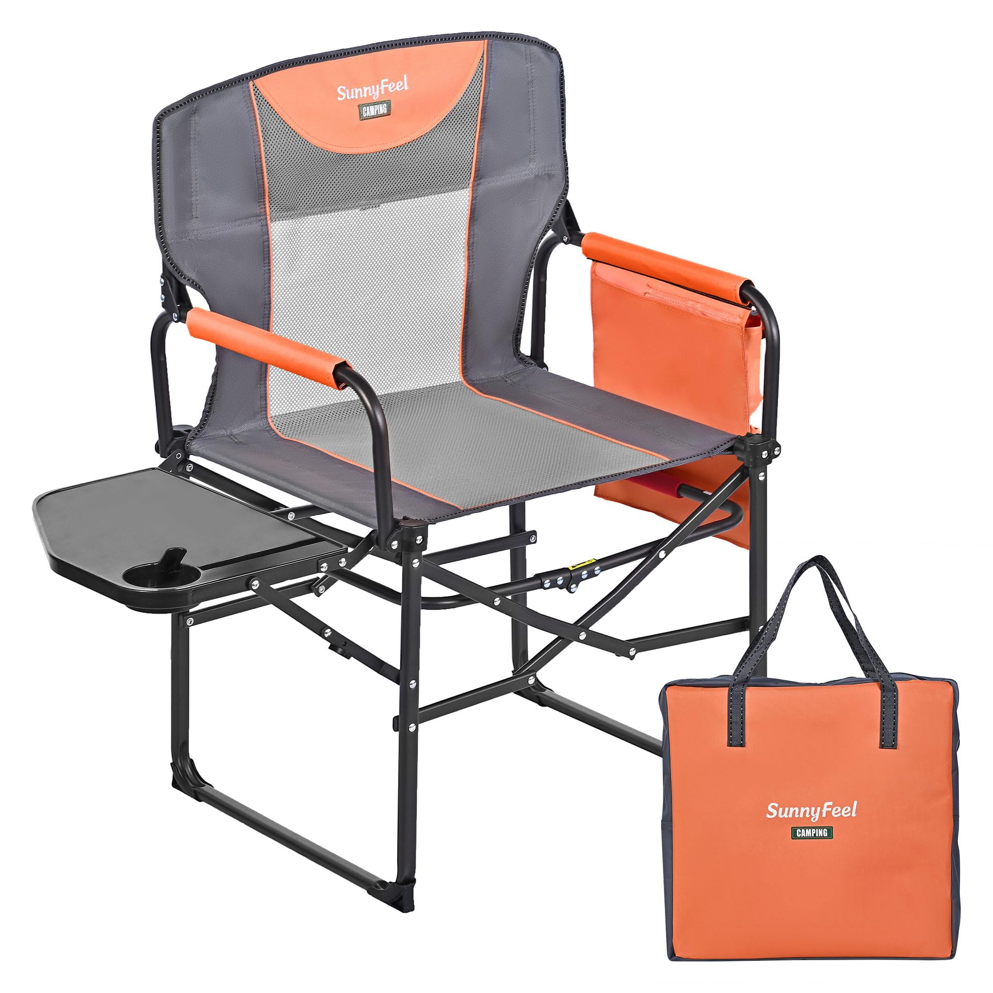 **SUNNYFEEL Oversized Heavy Duty Camping Director's Chair - Portable Folding Lawn Chair with Side Table & Storage Pocket for Adults - Perfect for Beach, Fishing, Picnic, Concert, Tailgating & Outdoor Adventures**