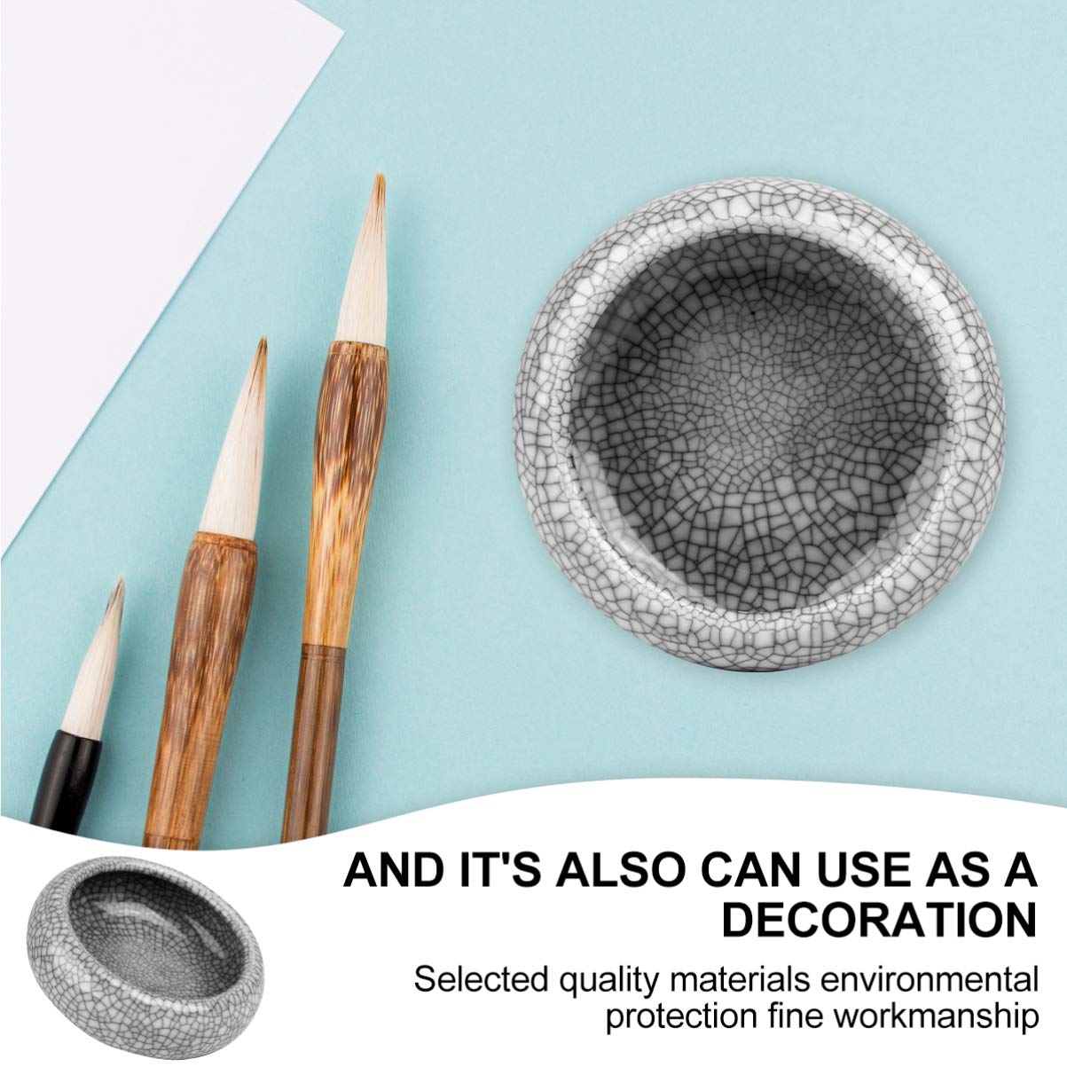 NUOBESTY Ceramic Calligraphy Brush Washing Cup - Small Pen Washer Basin for Ink Brushes | Creative Writing Brush Cleaner Tool | Ideal for Chinese Calligraphy, Watercolor Painting & Art Studio Use