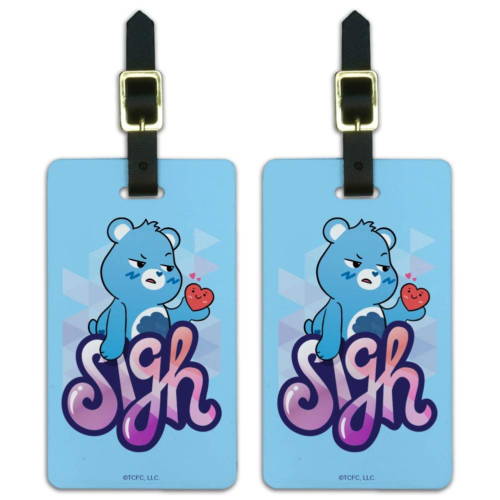 Care Bears Grumpy Bear Sigh Luggage ID Tags - 2-Piece Set for Travel & Suitcase Identification | Perfect for Kids & Family Trips