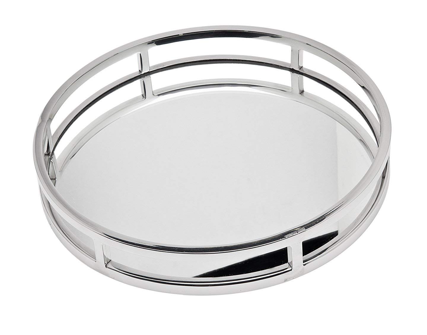 Godinger Decorative Tray - Round Silver Vanity Tray for Perfume & Jewelry | Aspen Collection | 13