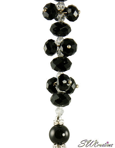 Black Gemstone Crystal Fan Pull Chain - Elegant Ceiling Fan Light Switch Accessory for Home, Bedroom, Living Room & Office Decor