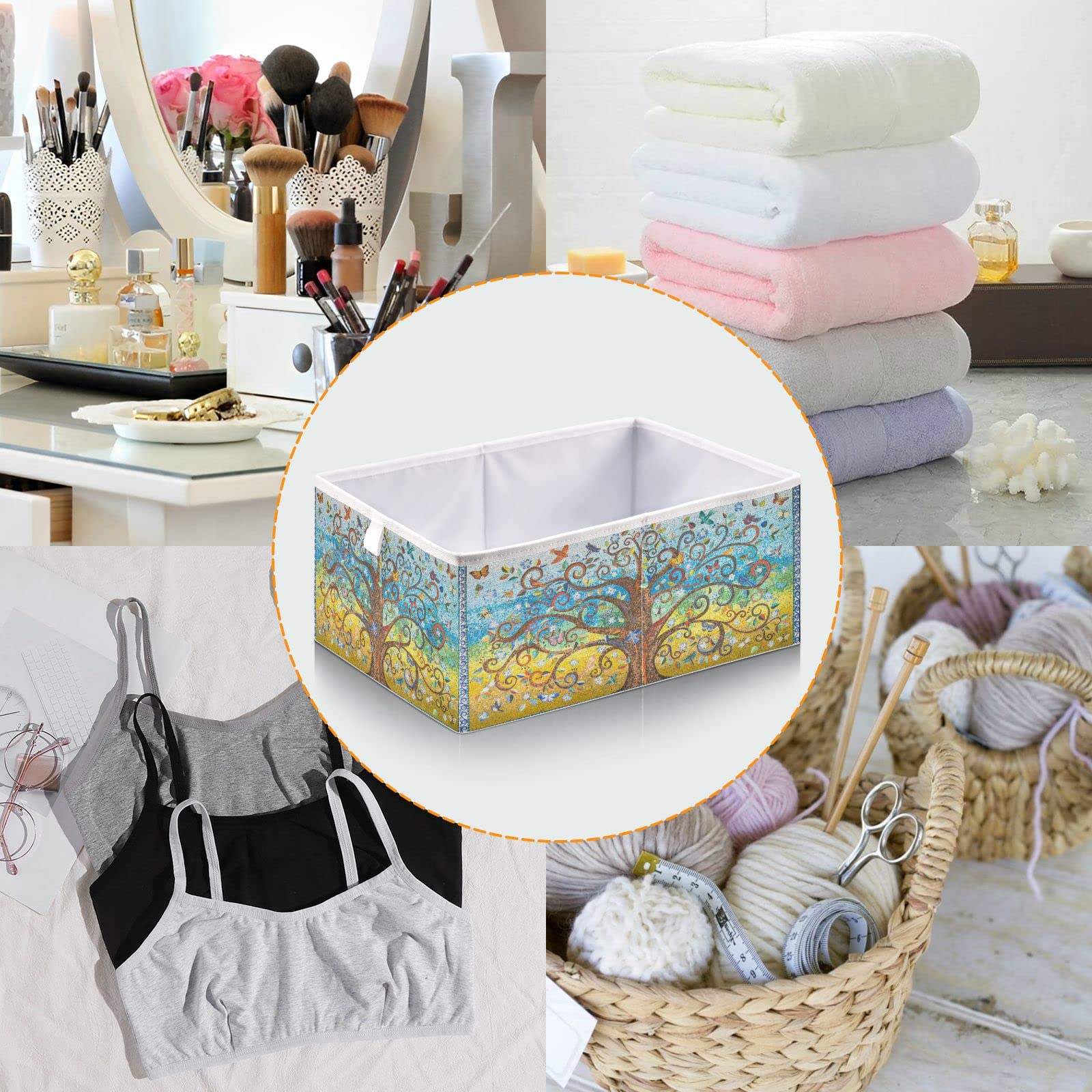 DOMIKING 11 Inch Foldable Fabric Storage Bins - Closet Organizer with Sturdy Handle for Bedroom, Shelves & Linen Storage | Perfect for Closet Organization, Underbed Storage & Kids Toy Baskets