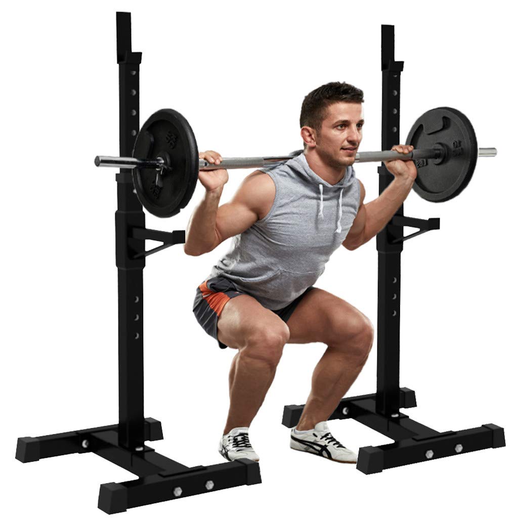 Printasaurus Adjustable Barbell Rack Stand - Heavy Duty 550Lbs Capacity Steel Squat Rack (42
