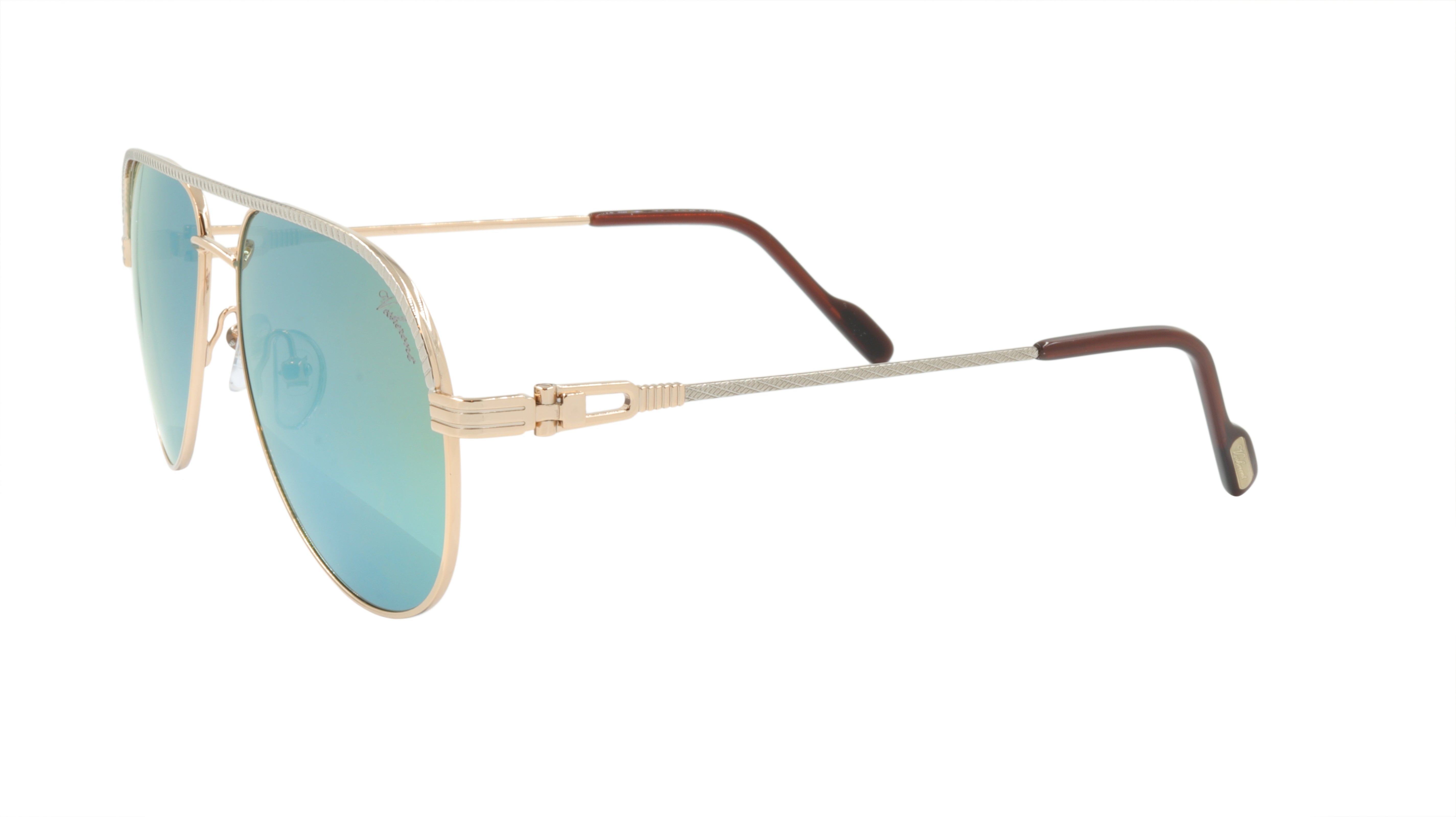 Paul Vosheront Gold Plated Metal Acetate Sunglasses - PV395S C1 Mirror Lens Italian Design for Women & Men | UV Protection, Fashion Accessory for Beach, Driving & Outdoor Activities