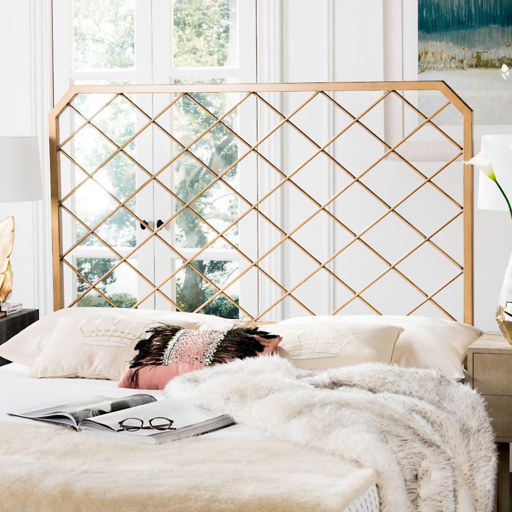 Safavieh Stitch Upholstered Queen Size Headboard in Antique Gold - Elegant Bedroom Decor for Master & Guest Rooms