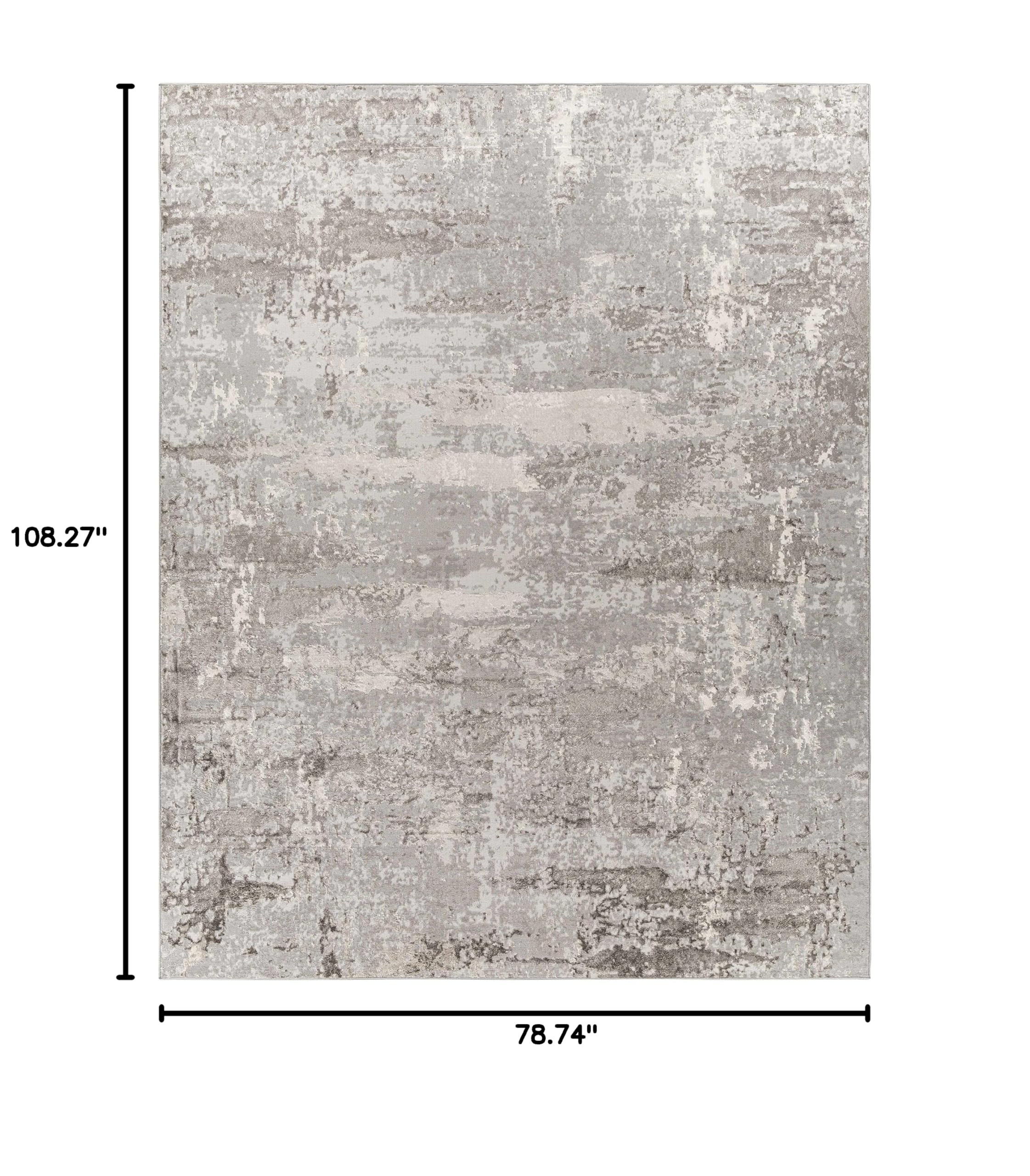 Hauteloom Pattao Modern Area Rug for Living Room & Bedroom - Soft Gray & Beige - 6'7