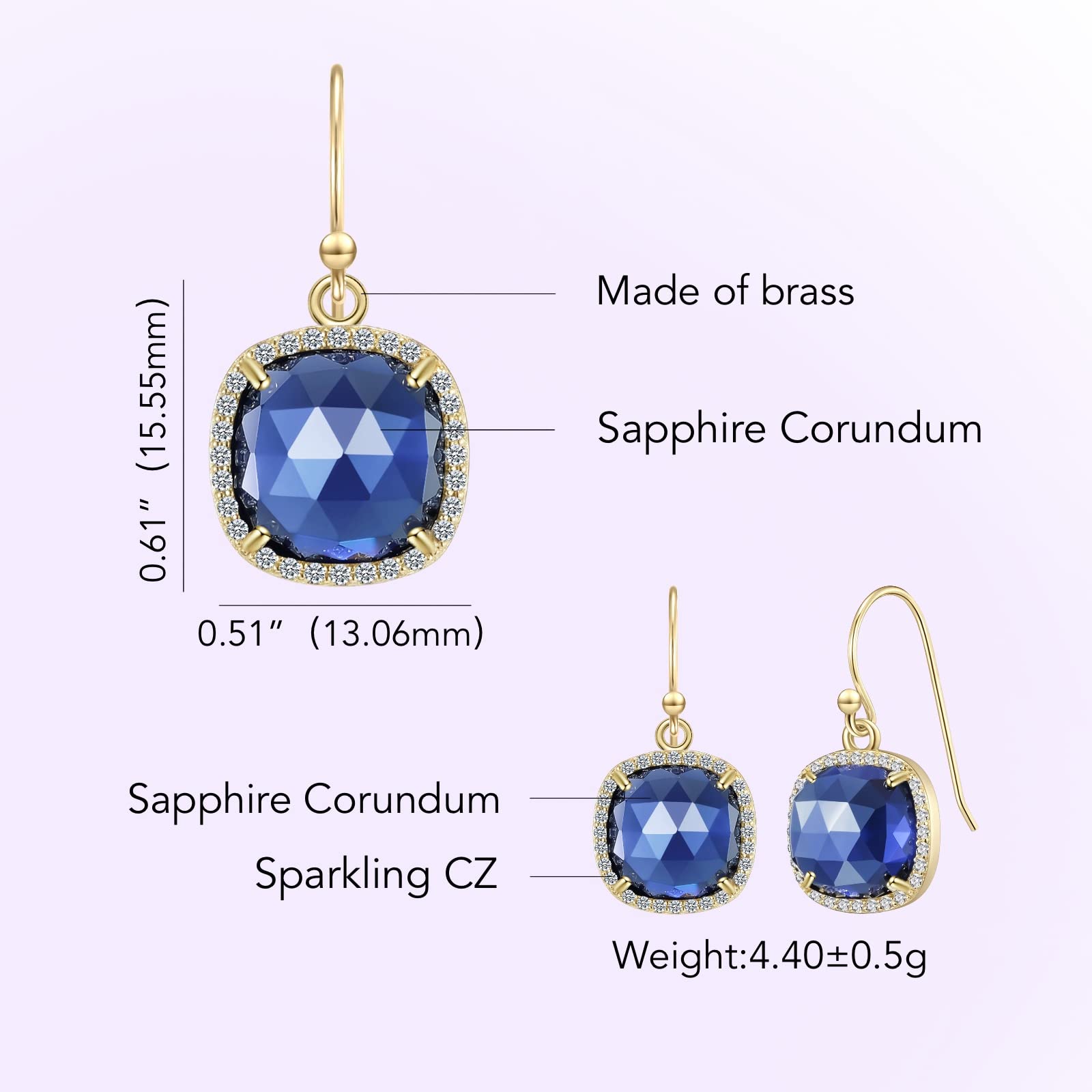 14k Gold/Rhodium Plated Natural Gemstone Dangle Earrings for Women - 10mm Genuine Gemstone Pendant Earrings | Valentine's Day, Mother's Day & Birthday Jewelry Gifts | Perfect for Weddings, Parties & Special Occasions