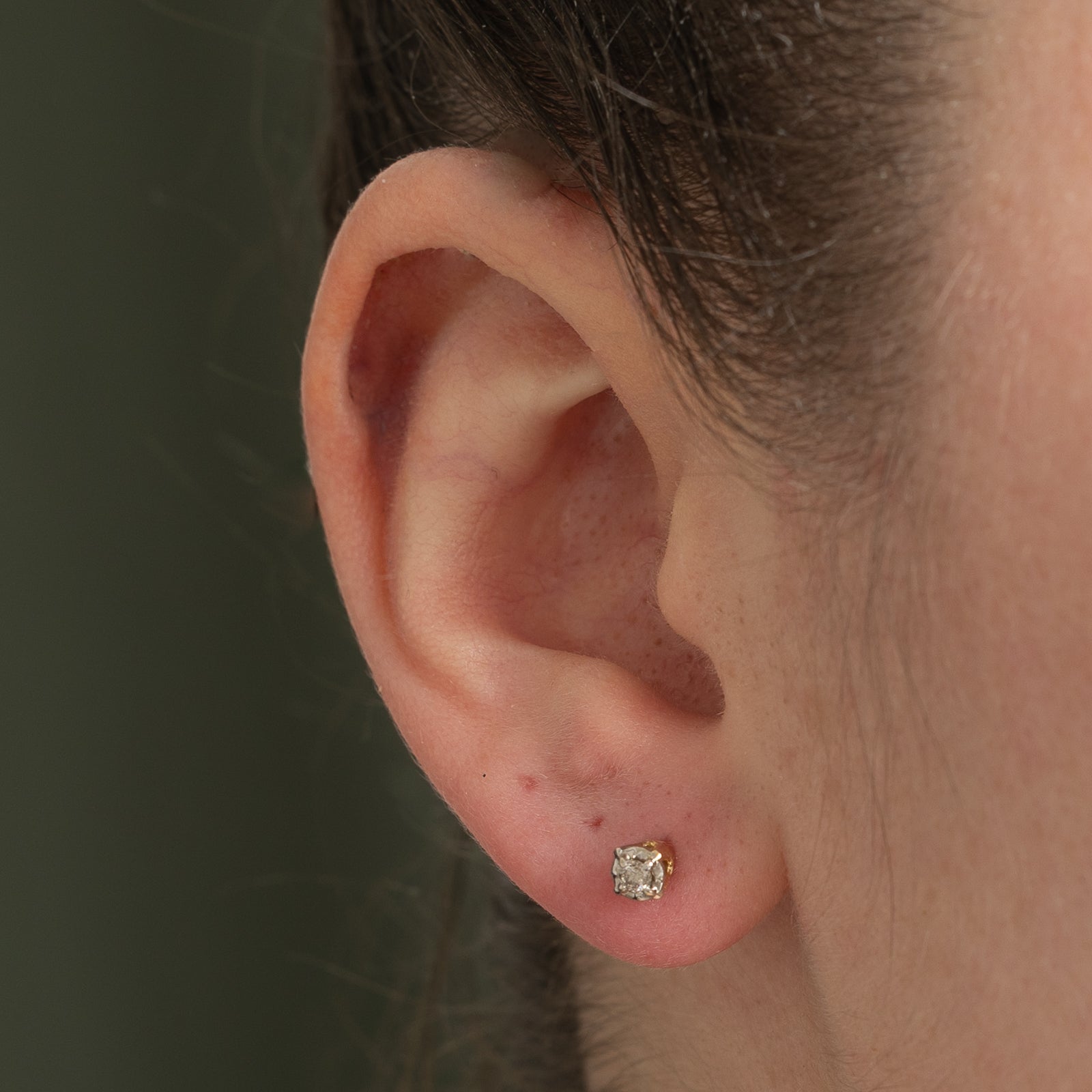 10K Gold Illusion Set Diamond Stud Earrings - 0.12ctw Round Cut Studs for Women | Perfect for Everyday Wear, Anniversary Gifts & Special Occasions