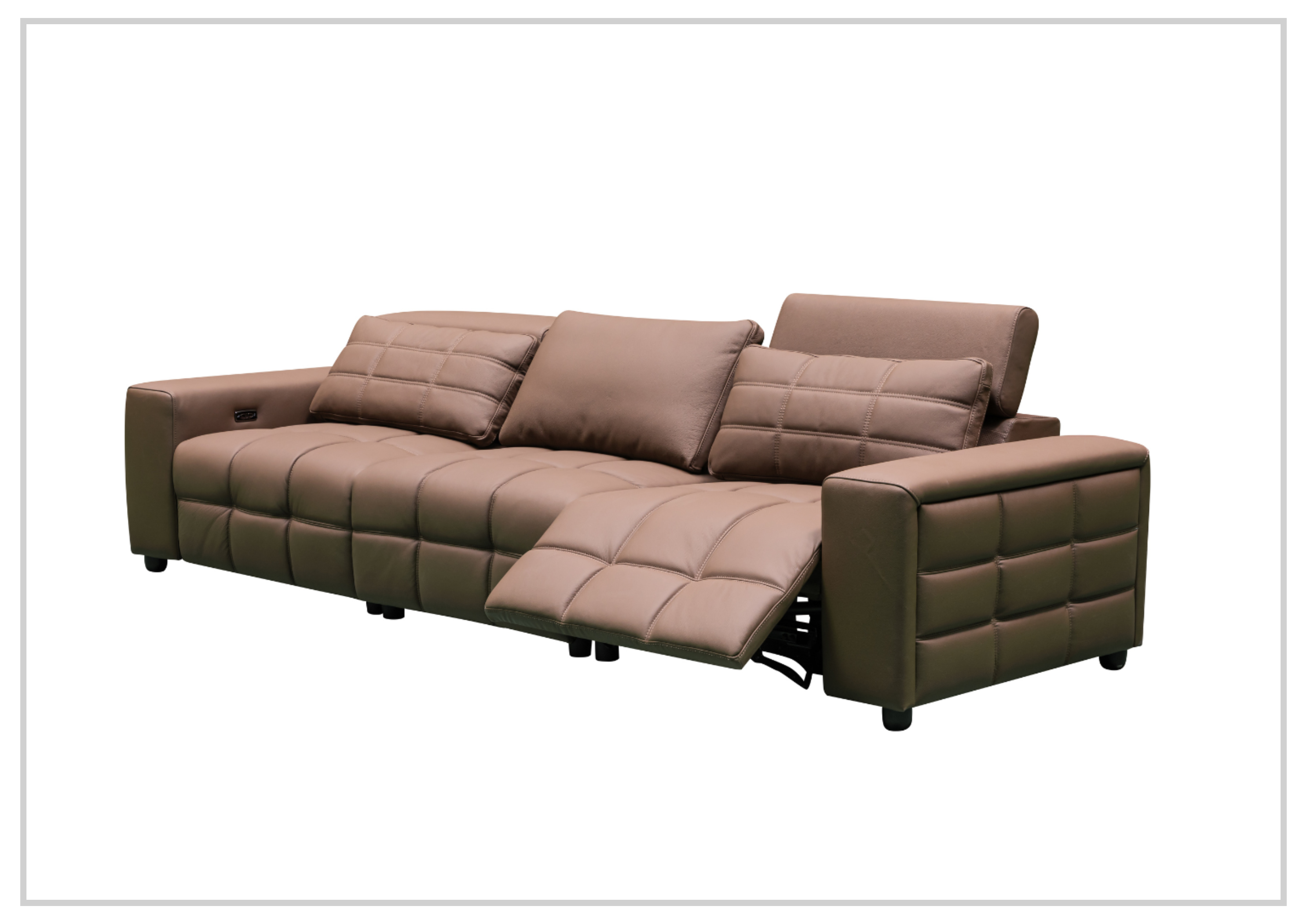Klaussner Orlano 3-Seater Brown Leather Power Reclining Sofa - Comfortable Electric Recliner for Living Room, Home Theater & Family Room Relaxation
