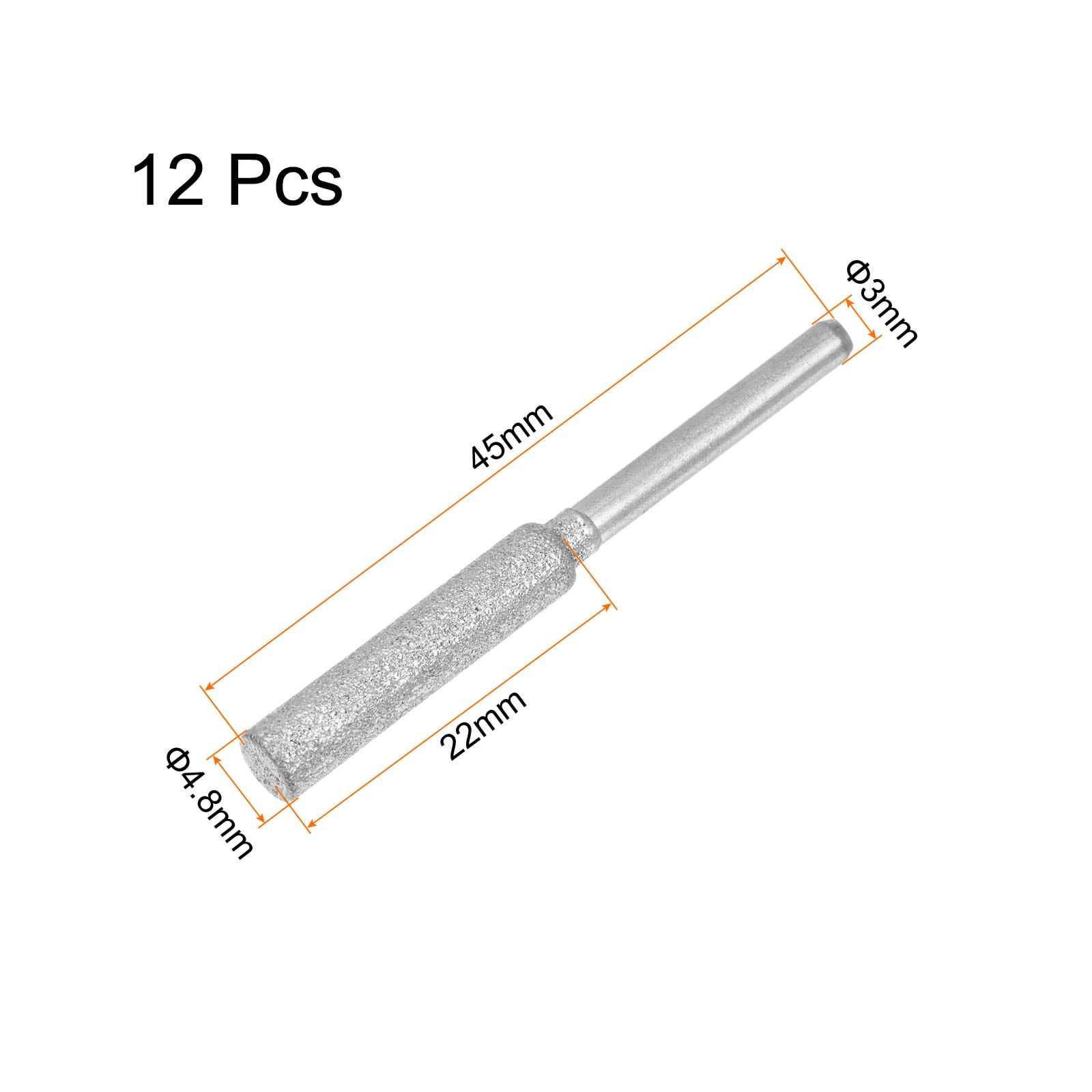 HARFINGTON 2-Pack (12-Piece) Diamond Coated Chainsaw Sharpener Bits - 3/16