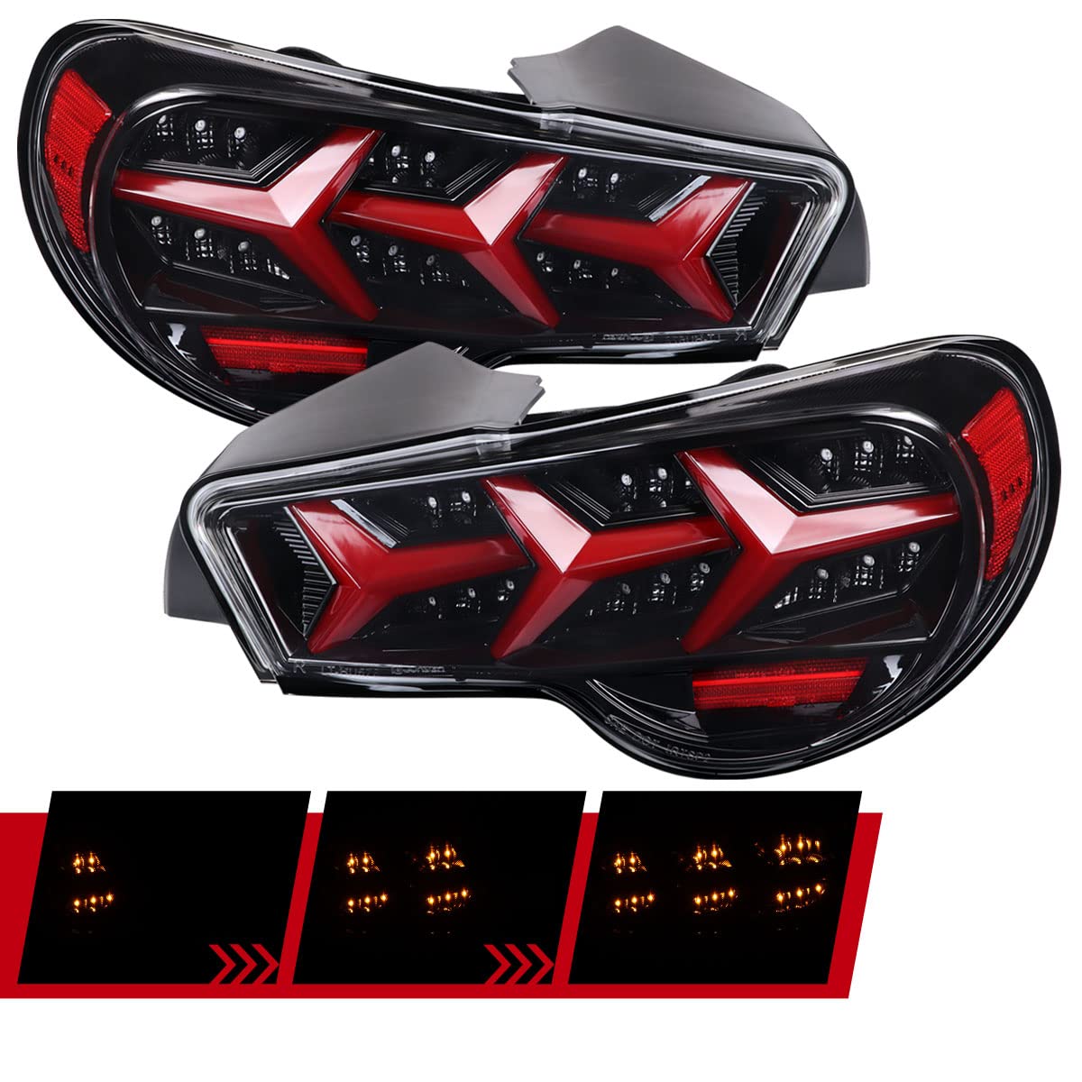 Lambo Style Pearl Black LED DRL Sequential Tail Lights for 2013-2016 Cars - Upgrade Your Vehicle's Style & Safety - Perfect for Night Driving & Custom Car Shows