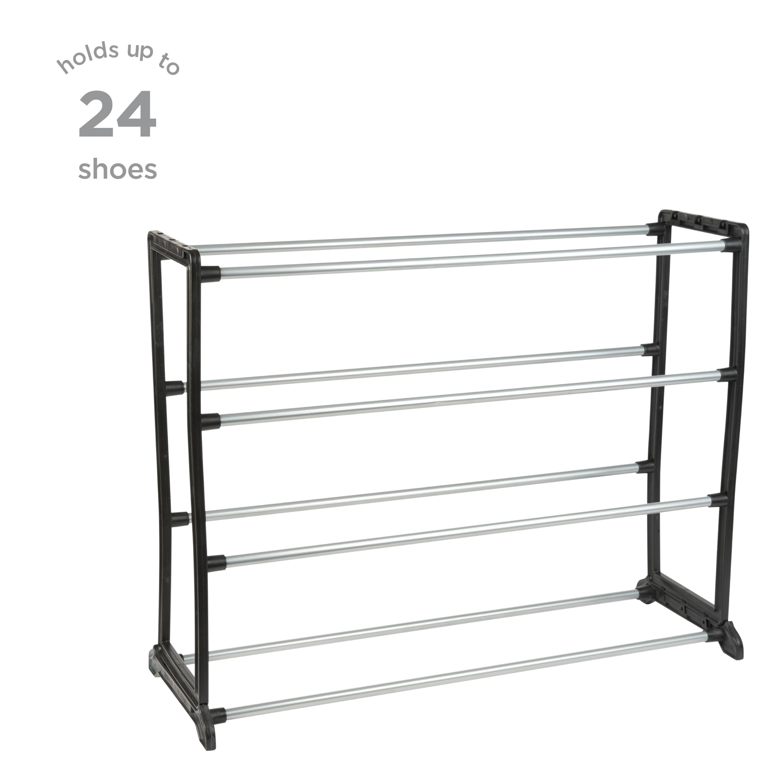 Space-Saving Stackable Shoe Rack Organizer - Holds 12 Pairs of Shoes for Sneakers, Boots, Loafers & Heels | Closet & Bedroom Storage Solution | Perfect for Small Spaces & Apartment Living (Black)