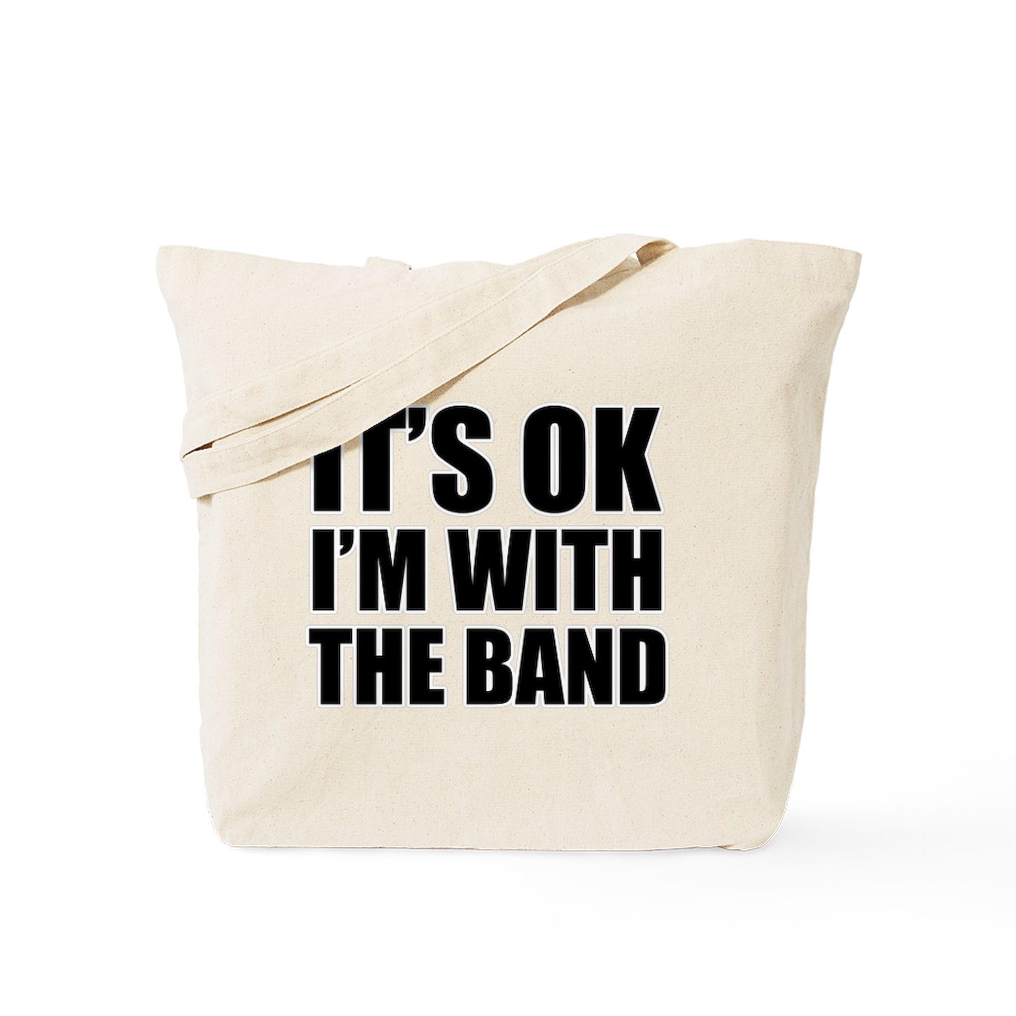 Reusable Natural Canvas Tote Bag - 'It's OK I'm With The Band' Design | Eco-Friendly Shopping Bag for Groceries, Beach & Music Festivals