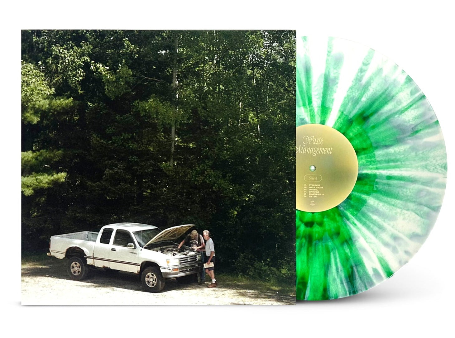 White with Green & Black Splatter Vinyl