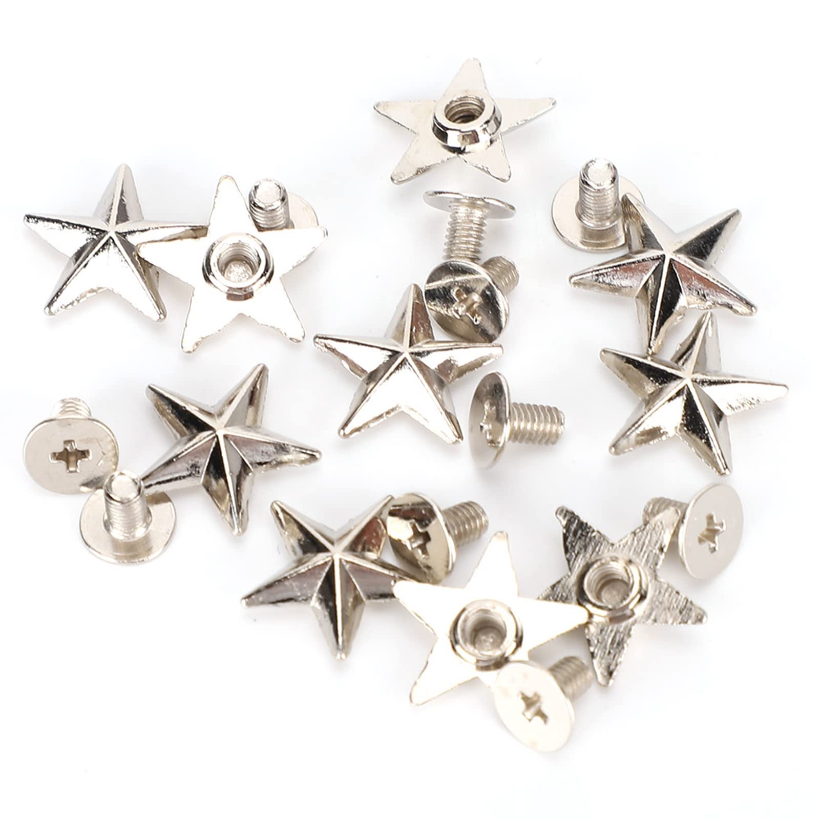 Wnvivi 50PCS Star Shaped Zinc Alloy Rivets for DIY Crafts, Clothing, Leather & Nail Art - Silver Metal Studs for Fashion Accessories & Home Decor