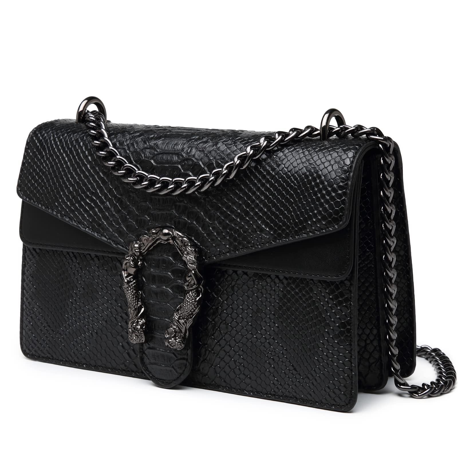 MYHOZEE Women's Crossbody Bag - Snake Print Leather Clutch Purse with Chain Strap, Fashion Shoulder Bag for Evening, Party, and Daily Use