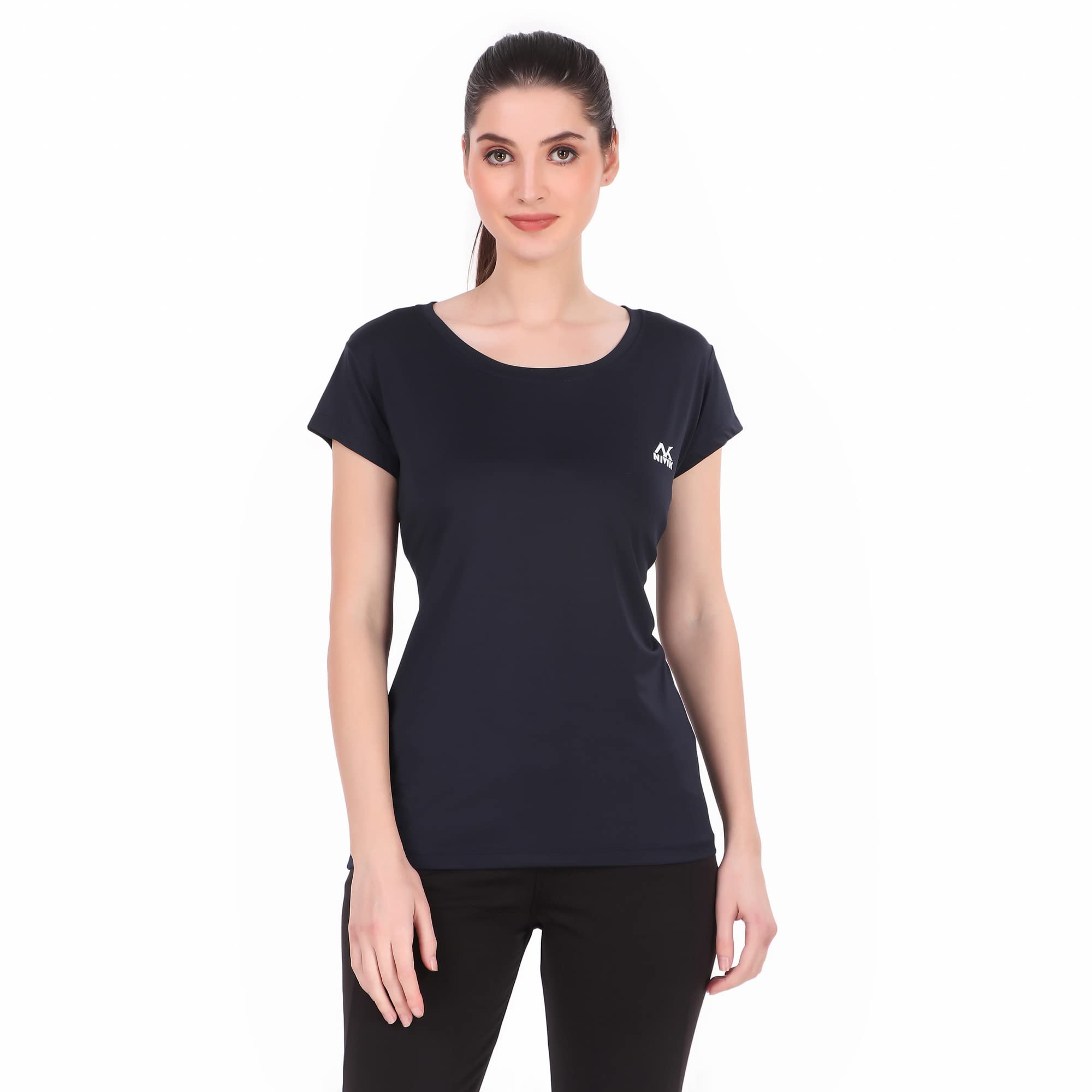 NIVIK Women's Casual T-Shirts - Breathable Lycra Workout Tops for Gym, Yoga & Running | Comfortable Athletic Wear for Fitness & Active Lifestyle