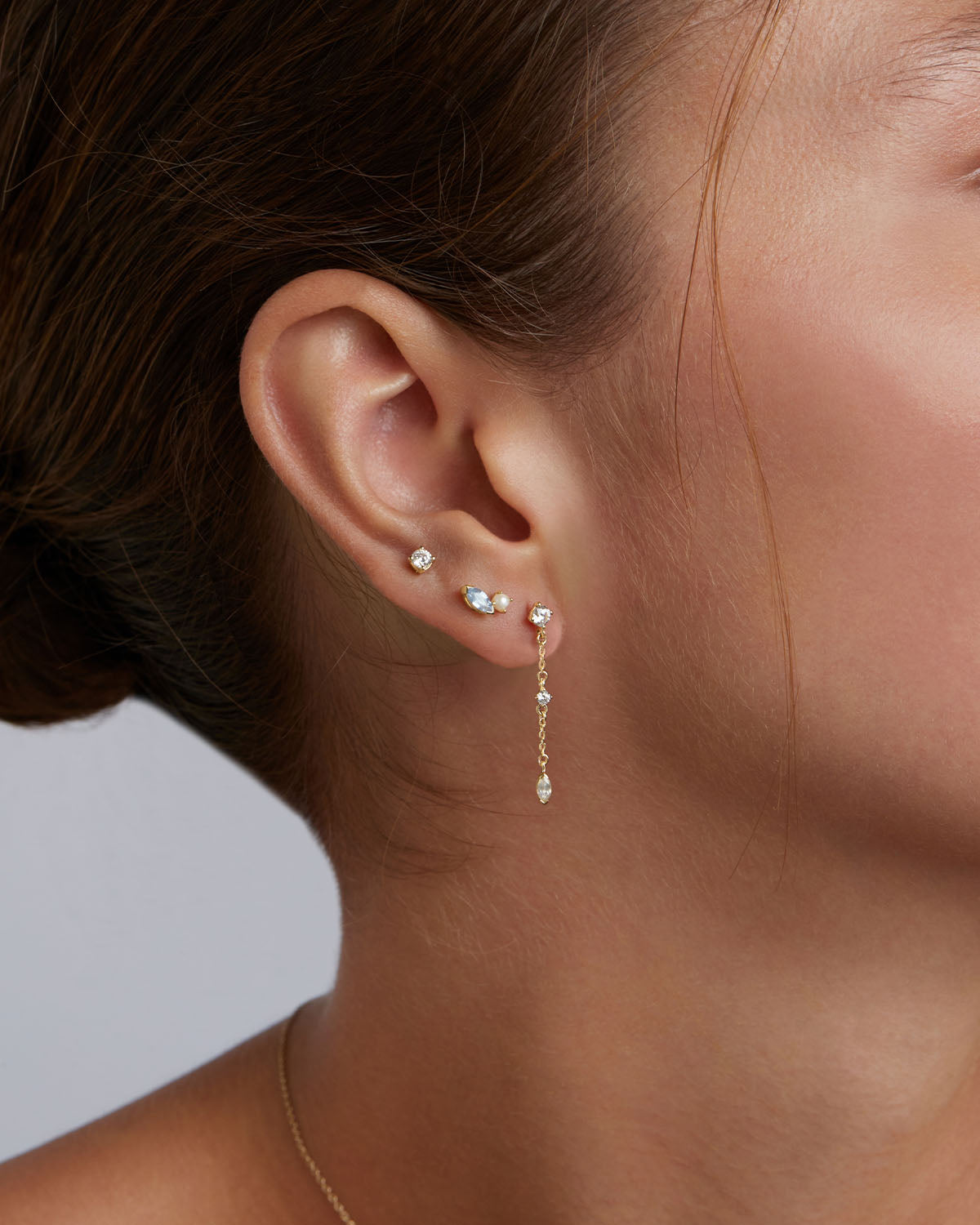 14K Solid Gold Water Drop Diamond Stud Earrings for Women - Elegant Dangle Earrings for Wedding, Party & Everyday Wear