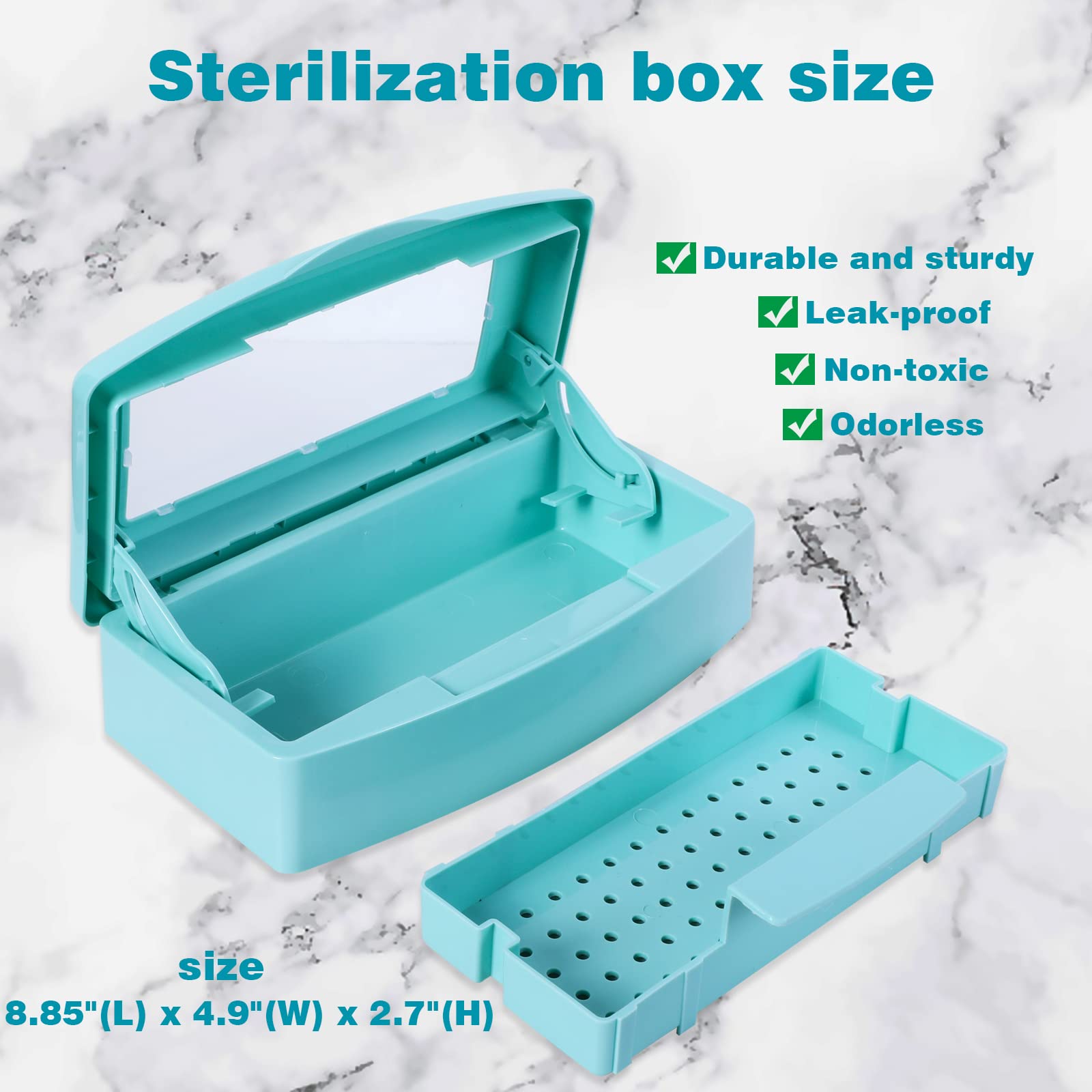 Barbicide Sterilization Tray - Plastic Sterilizing Box with Clear Lid for Nail Tools, Tweezers & Salon Equipment | Hair Spa, Manicure & Barber Organizer | Sanitize & Store Beauty Tools Safely