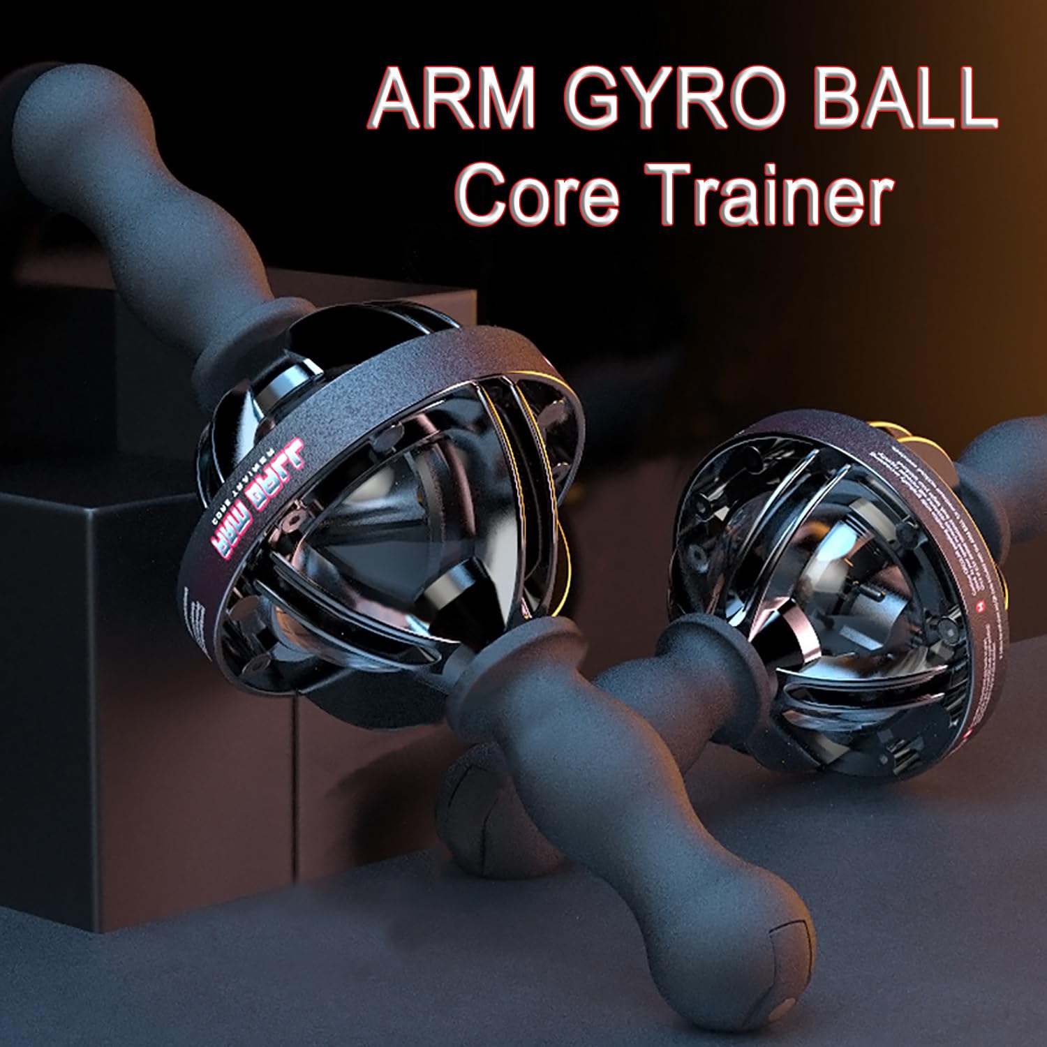 Gyro Ball Core Trainer with Handle - Arm & Forearm Strengthener for Muscle & Bone Strength - LED Light for Fitness & Rehabilitation Training