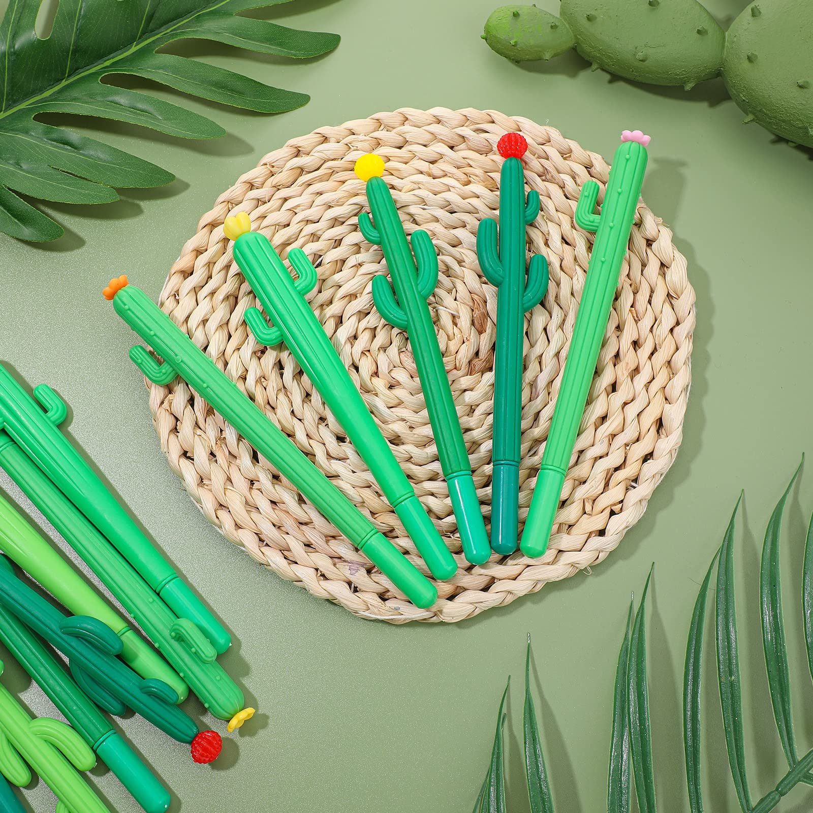 Handepo 100-Pack Cactus Shaped Rollerball Pens - Cute Flower Ballpoint Pens with Black Gel Ink for School, Office & Home Use - Perfect Gift for Students & Stationery Lovers - Great for Note Taking, Journaling & Creative Writing