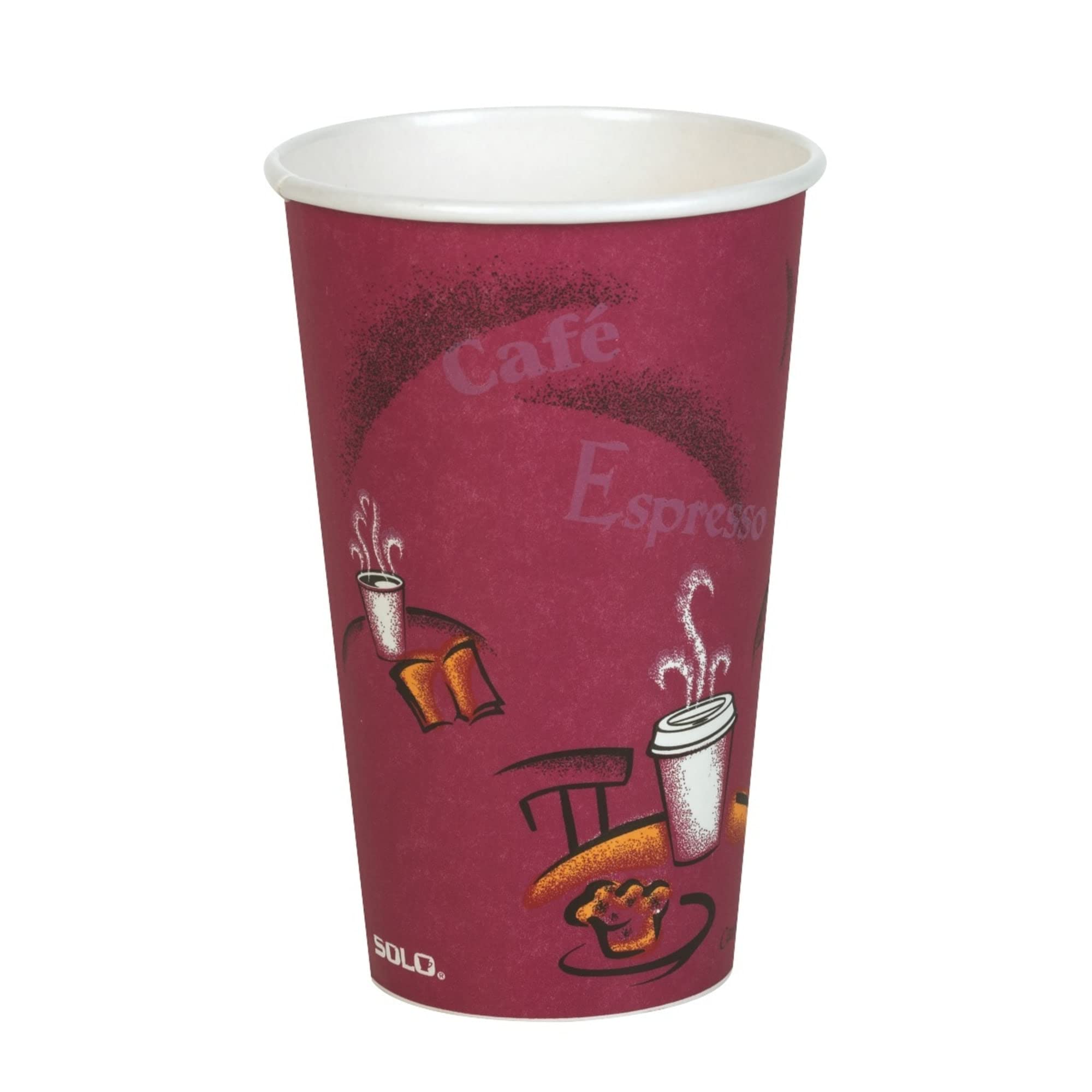 Solo® 16 Oz Maroon Paper Hot Cups - 300 Count Carton | Disposable Coffee Cups for Office, Cafes, and Events