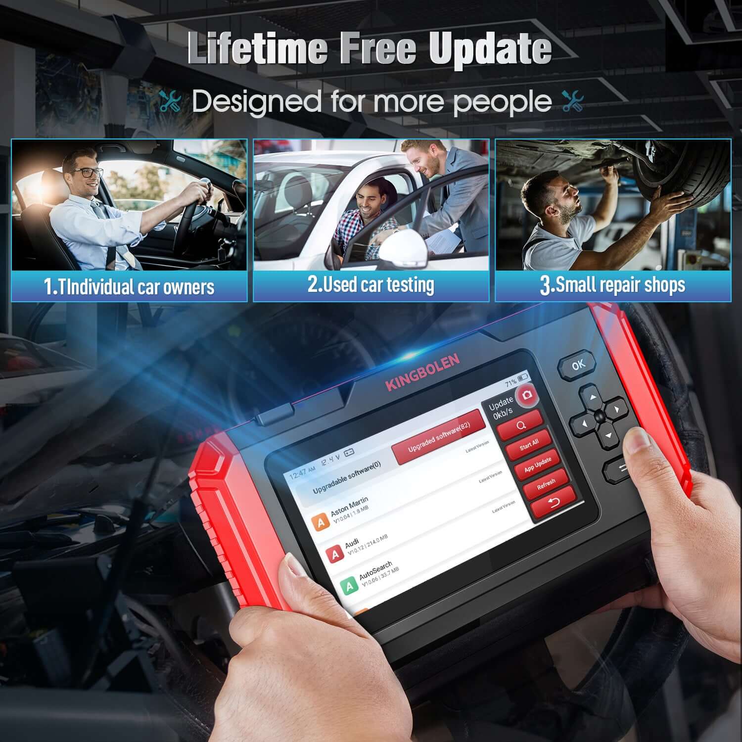 KINGBOLEN® S500 S600 S800 4 Systems OBD2 Scanner with Reset Functions - Professional Car Diagnostic Tool for Engine, ABS, SRS, Transmission - Perfect for Mechanics & DIY Auto Repair at Home or Garage