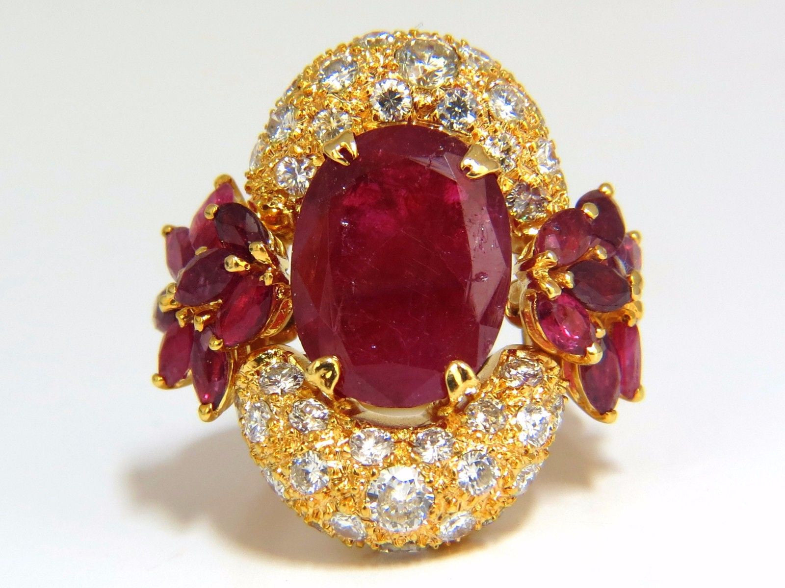 11.00CT Natural Oval Red Ruby & Diamond Cocktail Ring in 14K Gold - Elegant Jewelry for Parties, Weddings & Special Occasions