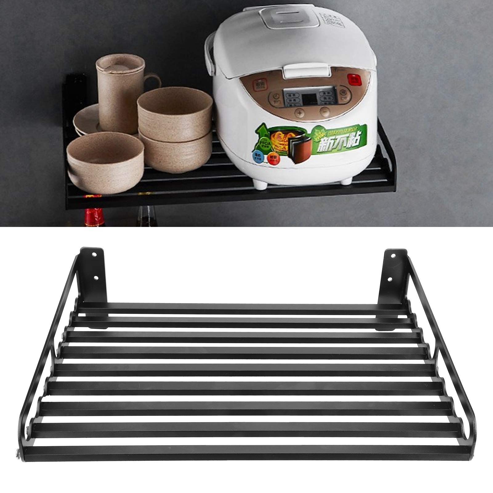 Heavy Duty Aluminum Microwave Oven Wall Mount Shelf - Commercial & Household Grade Metal Rack with Fixing Kit (50x40) - Perfect for Kitchen, Restaurant, Laundry & Small Space Organization