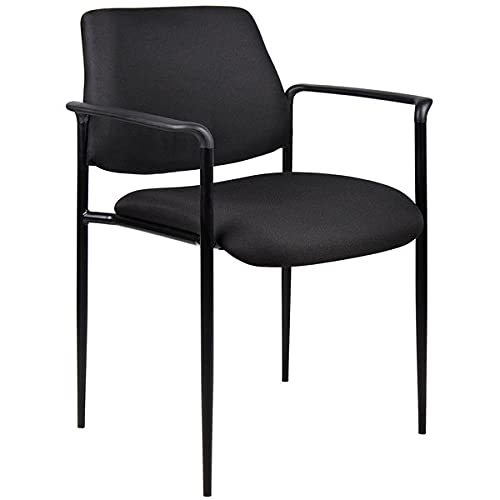 Premium Diamond Black Square Back Stacking Chair with Arms - Ergonomic Office Desk Chair, Computer & Gaming Chair for Home & Office Use - Perfect for Workspaces, Conference Rooms & Lounge Areas