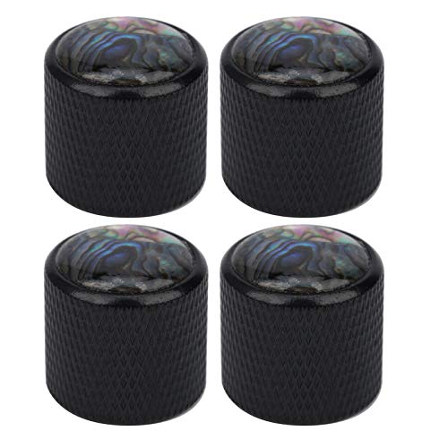 4-Pack Metal Dome Guitar Knobs for Electric Bass - 6mm Shaft Volume Control Knobs (Black Shell) - Perfect for Guitar Upgrades & DIY Repairs - Stage & Studio Use