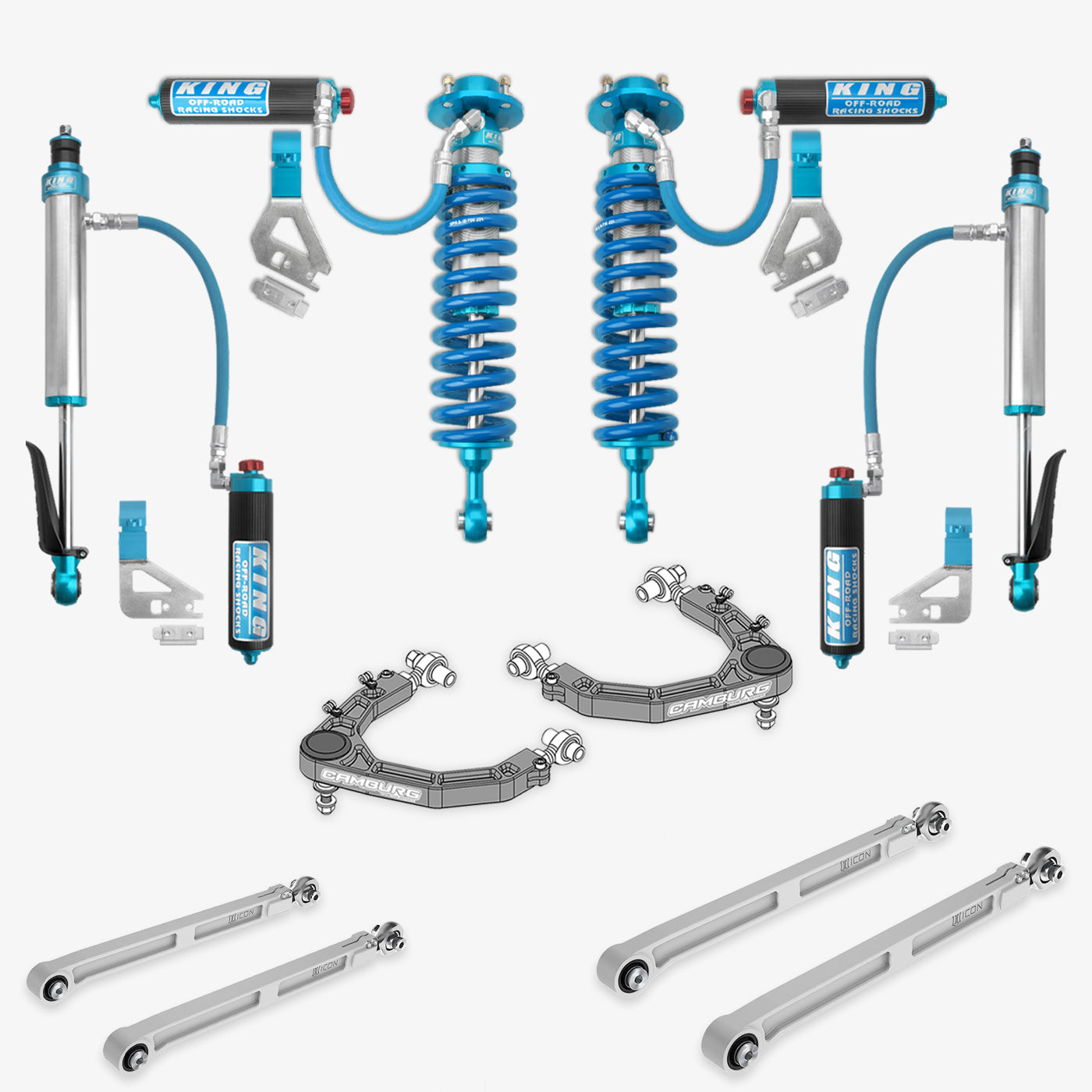 Toyota Tundra King 2.5 RR Coilovers & Rear Shocks with Upper Arms & Trailing Arm Combo Kit for 2022-2025 Models - Off-Road Suspension Upgrade for Enhanced Performance & Durability