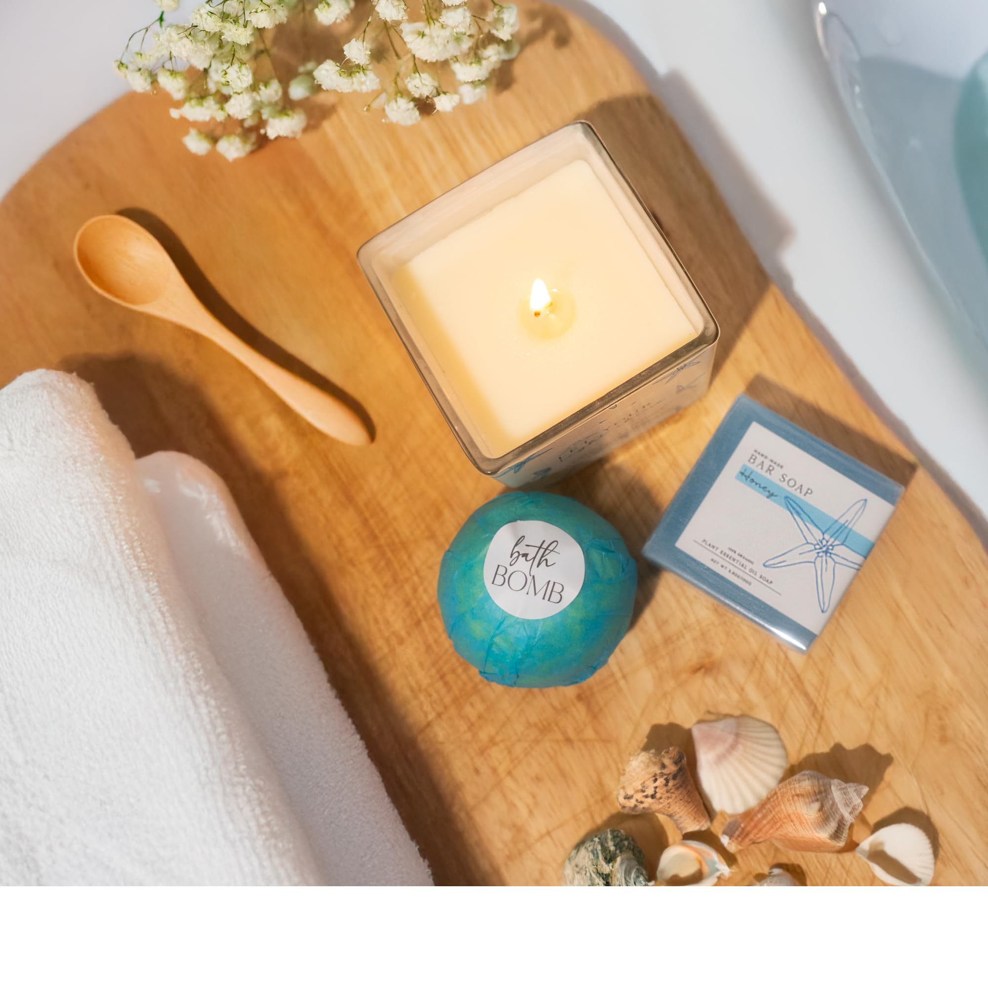 15-Piece Ocean Themed Self Care Gift Box for Women - Spa, Beach & Wellness Kit - Perfect for Birthdays, Get Well Soon, Surgery Recovery & Thinking of You Gifts - Relaxation & Stress Relief Gift Set for Her