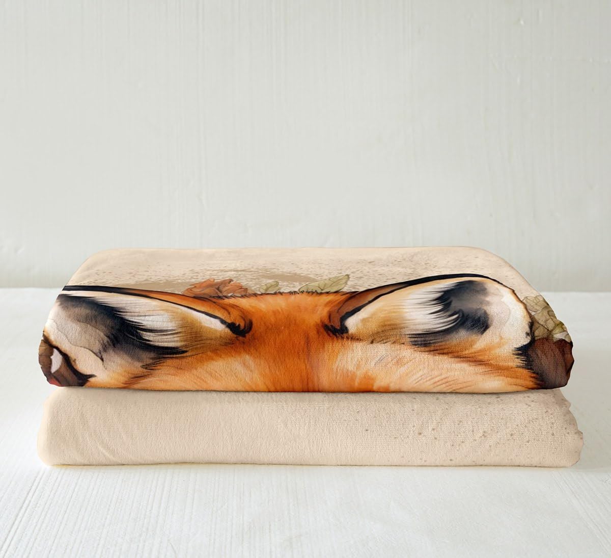 Cartoon Fox Fleece Throw Blanket - 3D Animal Print Sherpa Plush Blanket for Kids & Adults (90x90 Inch Queen Size) - Cozy Woodland Fox Design for Sofa, Bed, Couch & Winter Nights