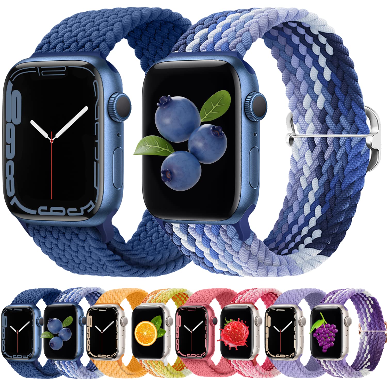 Atenzol Braided Solo Loop Compatible with Apple Watch Bands 38mm 40mm 41mm 42mm 44mm 45mm 49mm - Adjustable Stretchable Sport Wristband for iWatch Ultra Series 8 7 6 SE 5 4 3 2 1 - Perfect for Running, Workouts & Everyday Wear