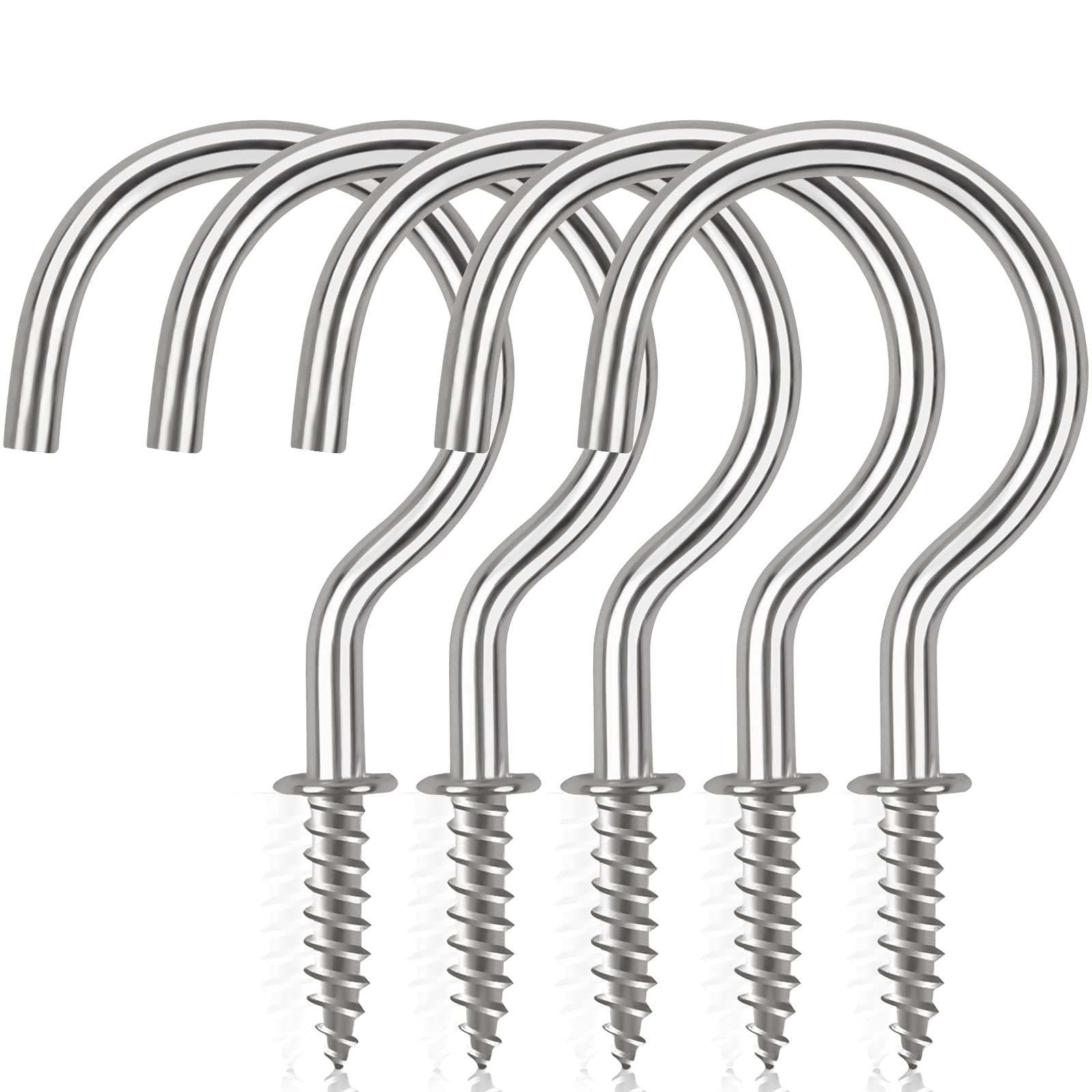 1 Inch Silver Cup Screw Hooks - 100 Pack Heavy Duty Metal Ceiling Hooks for Plants, Wind Chimes & Kitchen - Indoor & Outdoor Hanging Solution for Home, Garden & DIY Projects