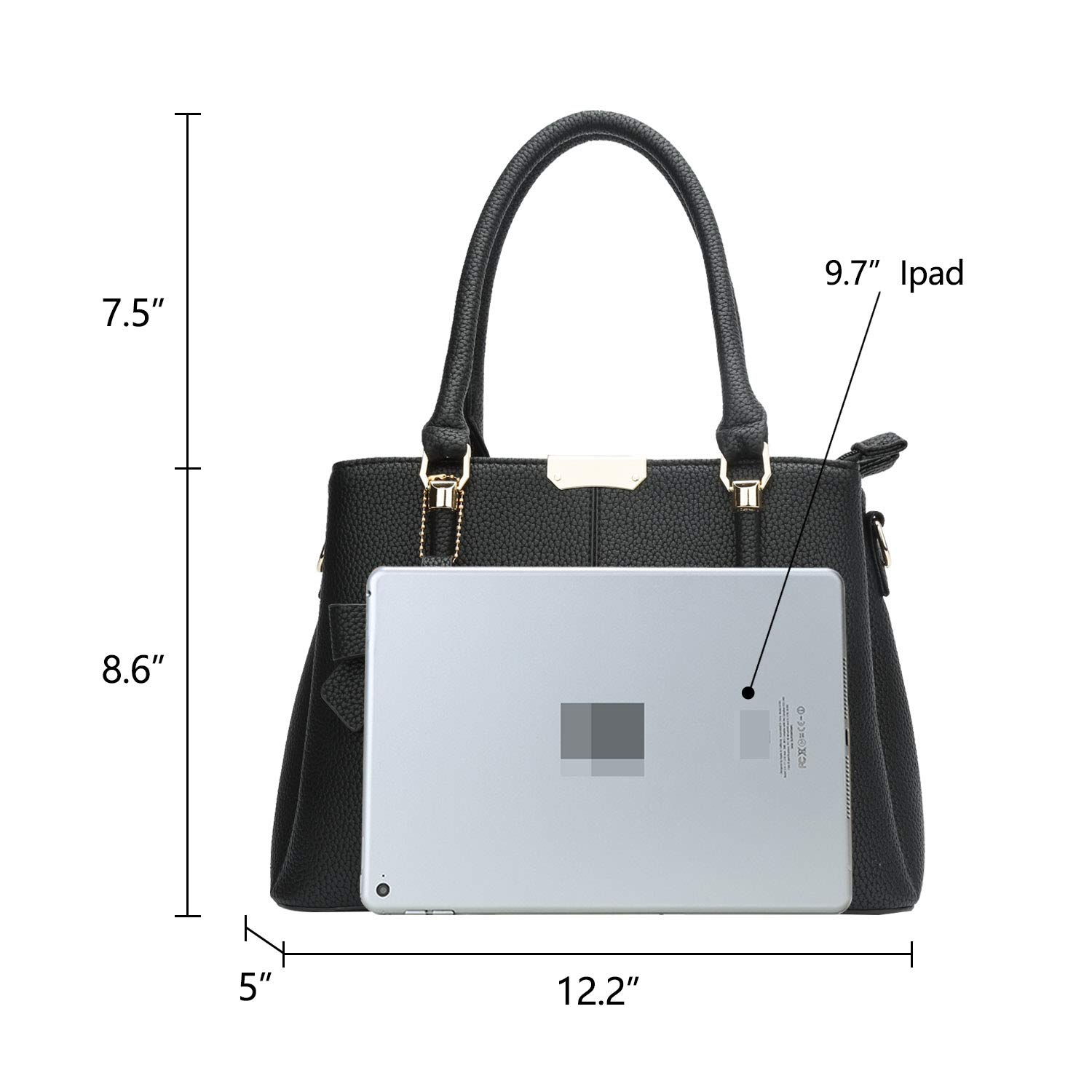KKXIU Women's Leather Satchel Handbag with 3 Zippered Compartments - Top Handle & Adjustable Shoulder Strap - Fashionable Work Tote for Office, Travel & Everyday Use