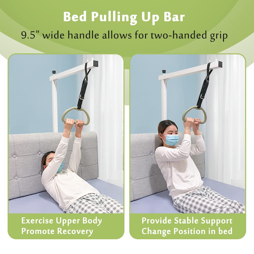 Mybow Bed Trapeze Bar - Adjustable Bed Mobility Aid for Seniors & Elderly, Bedside Pull Up Bar & Transfer Rail, Bariatric Bed Handle for Hospital & Home Use - Ideal for Standing Assistance & Safe Patient Transfer