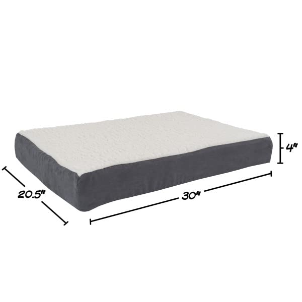 Orthopedic Dog Bed for Large Dogs - 2-Layer Memory Foam Support with Removable Sherpa Cover & Extra Replacement Cover - Perfect for Senior Dogs & Joint Pain Relief - Gray Pet Bed for Bedroom, Living Room & Crate Use