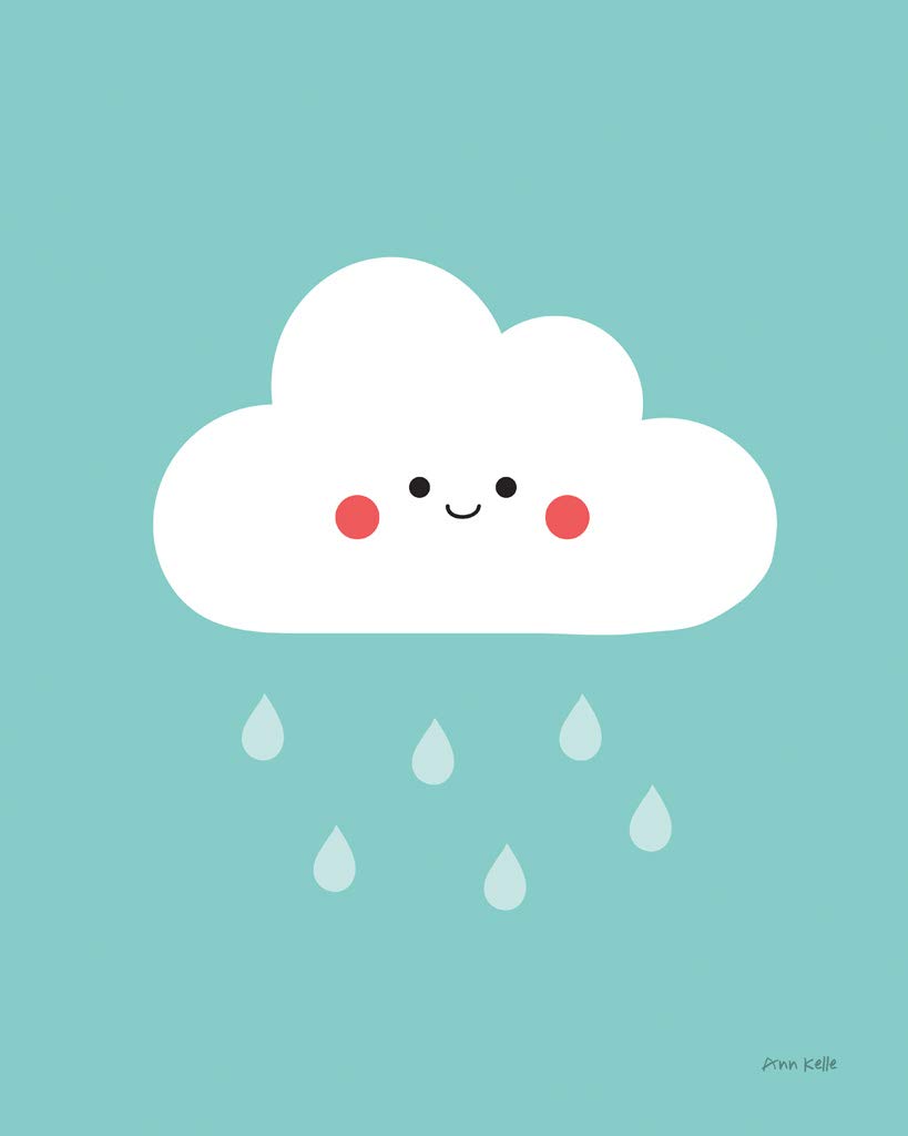 Ann Kelle Happy Cloud II 24x24 Framed Art Print - Satin Black Frame with 060 Plexiglass - Handmade in USA - Perfect for Living Room, Bedroom & Office Decor
